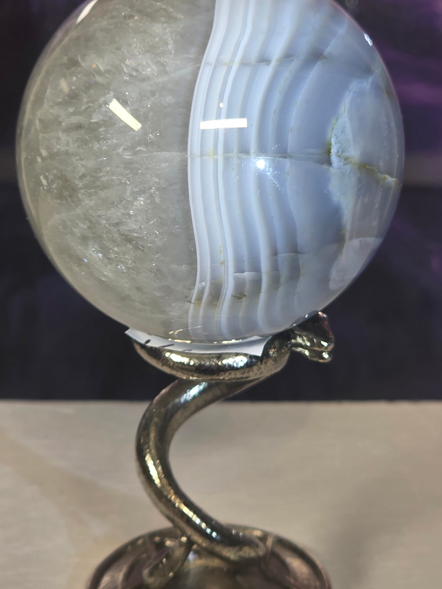 Banded agate sparkly sphere no 8