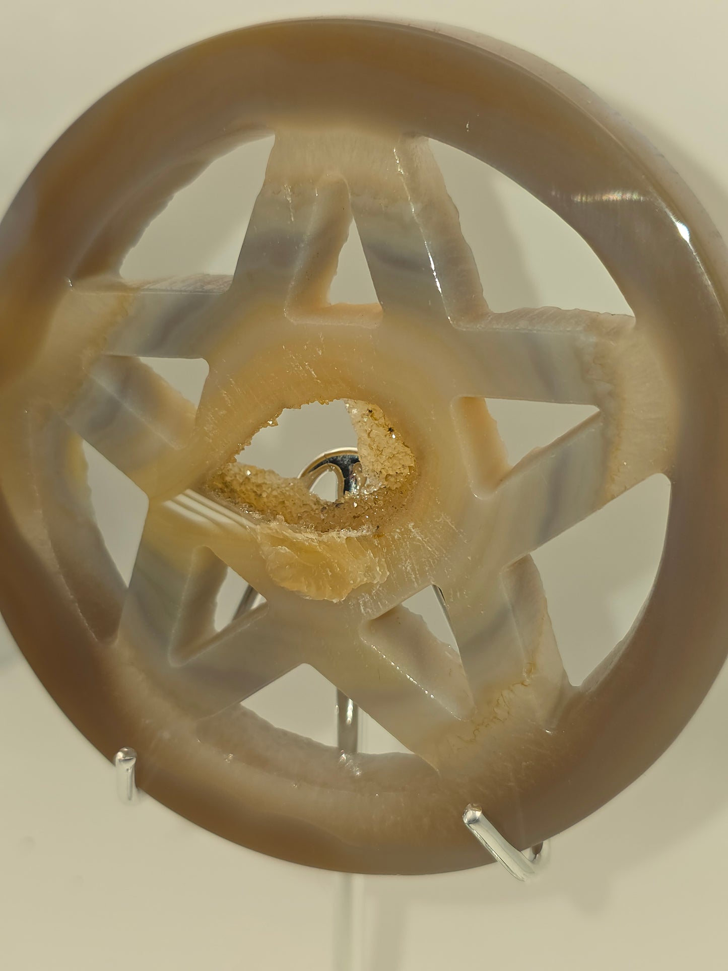 Druzya Chalcedony Agate pentagram
