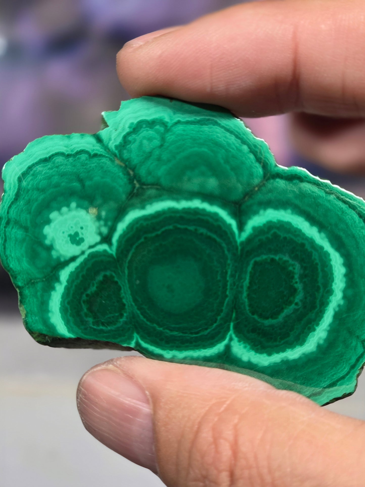Polished malachite slab