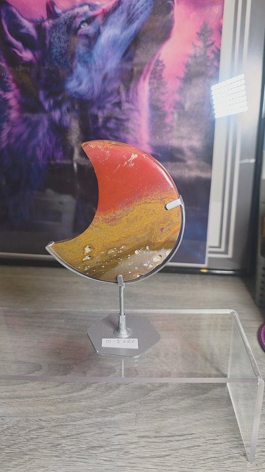 Indonesia red ocean jasper cresent moon
