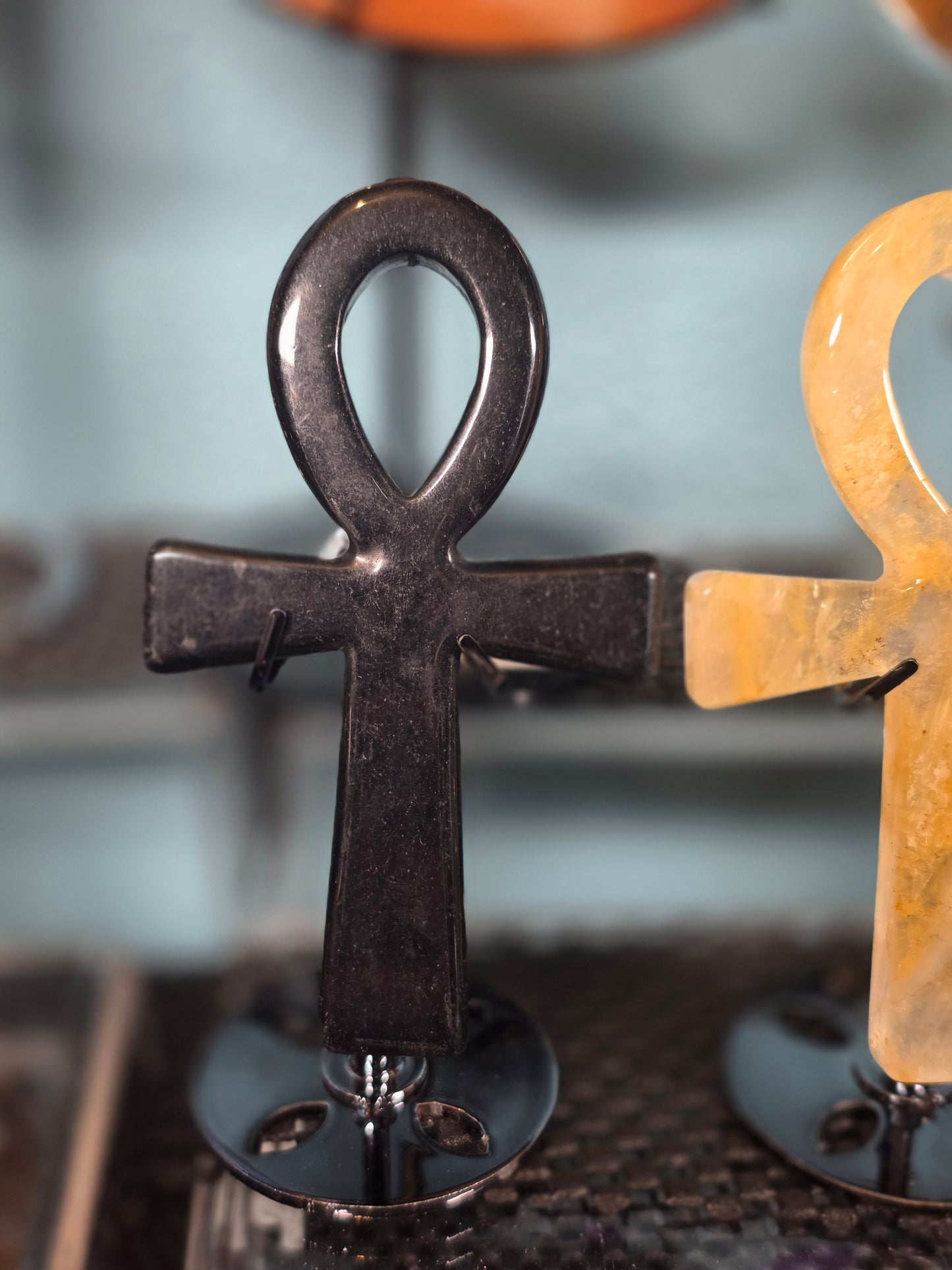 Black obsidian Ankh