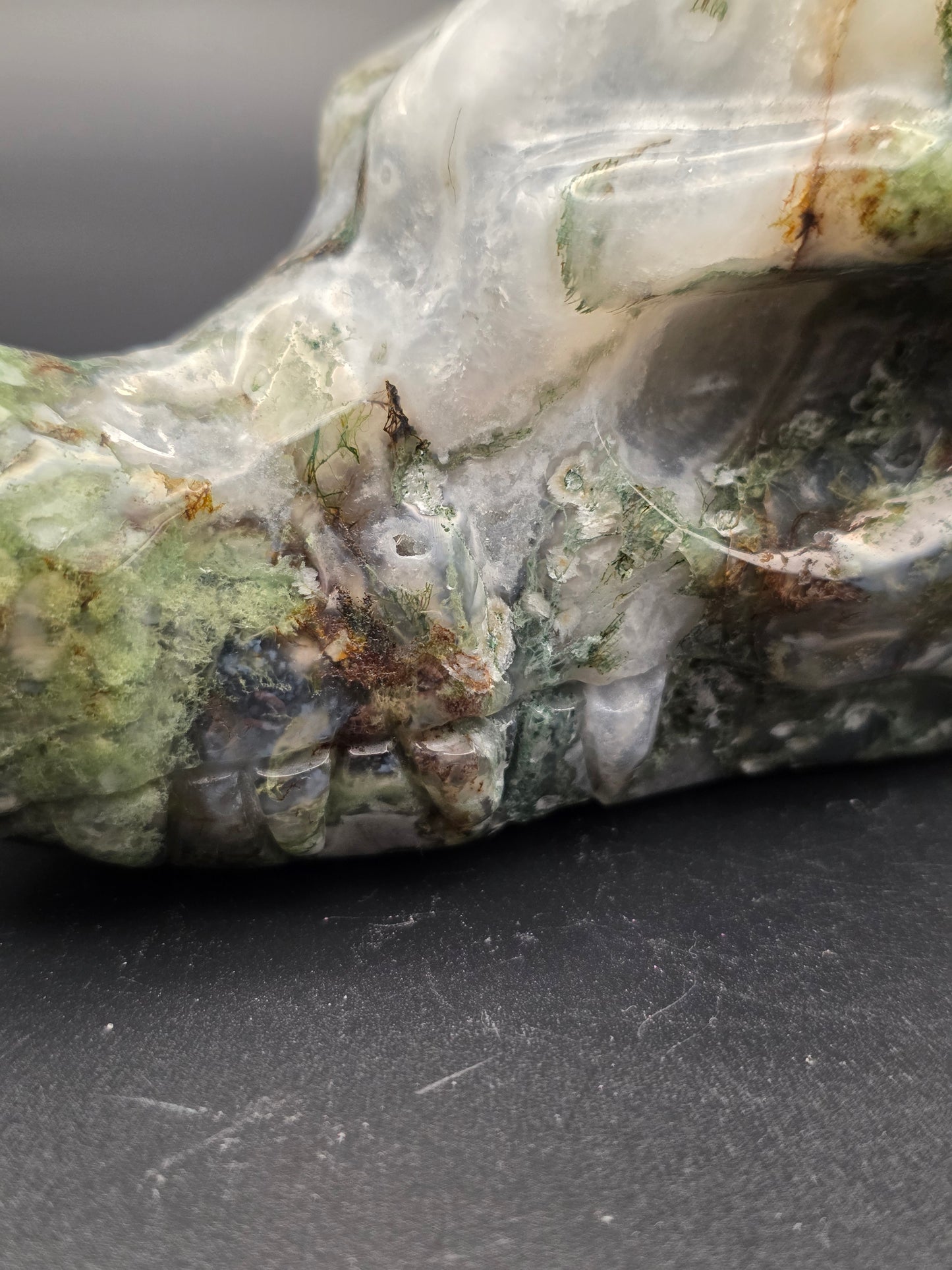 Large moss agate dragons head