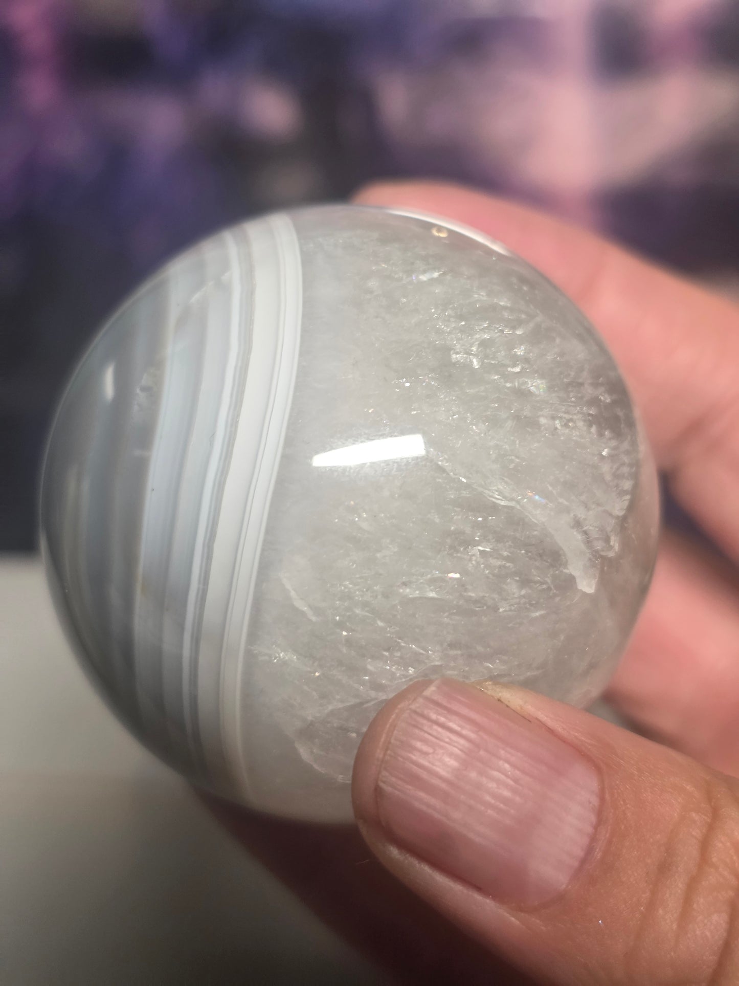 Banded agate sparkly sphere no 8
