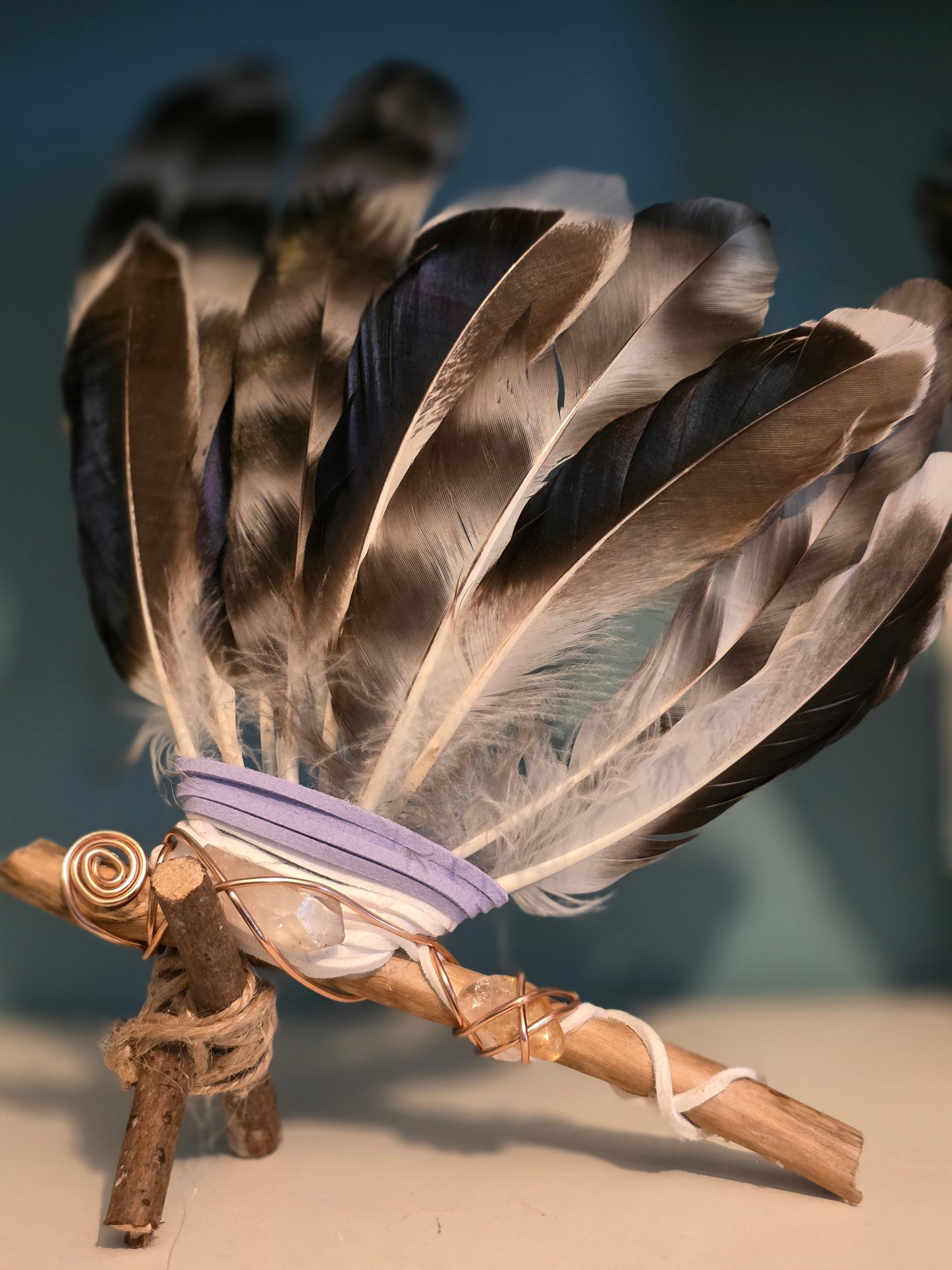 Shamanic cleansing feather tool hand made