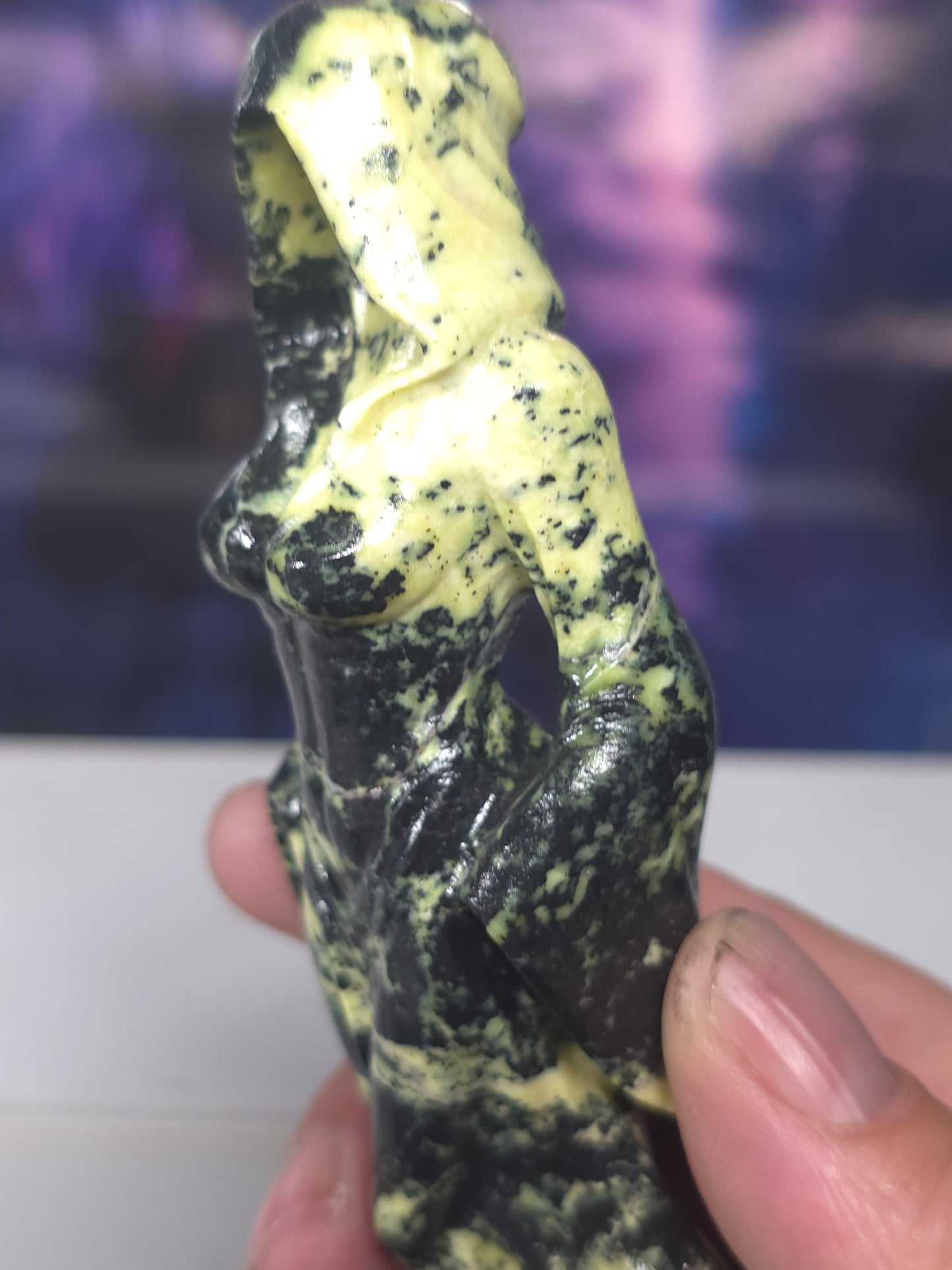 Green opal ghost ladies carved