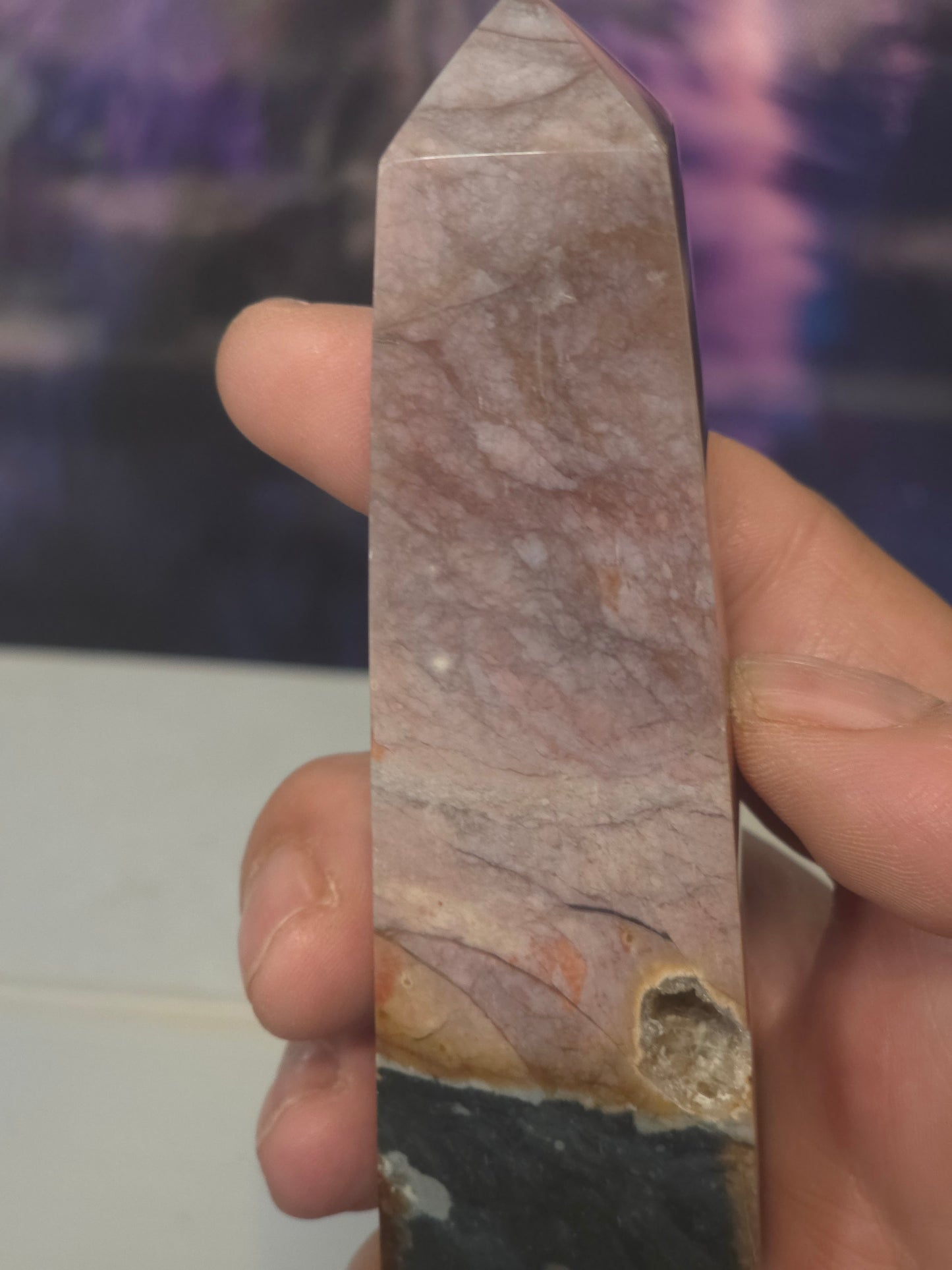 Rainbow chalcedony tower hand carved Indonesia