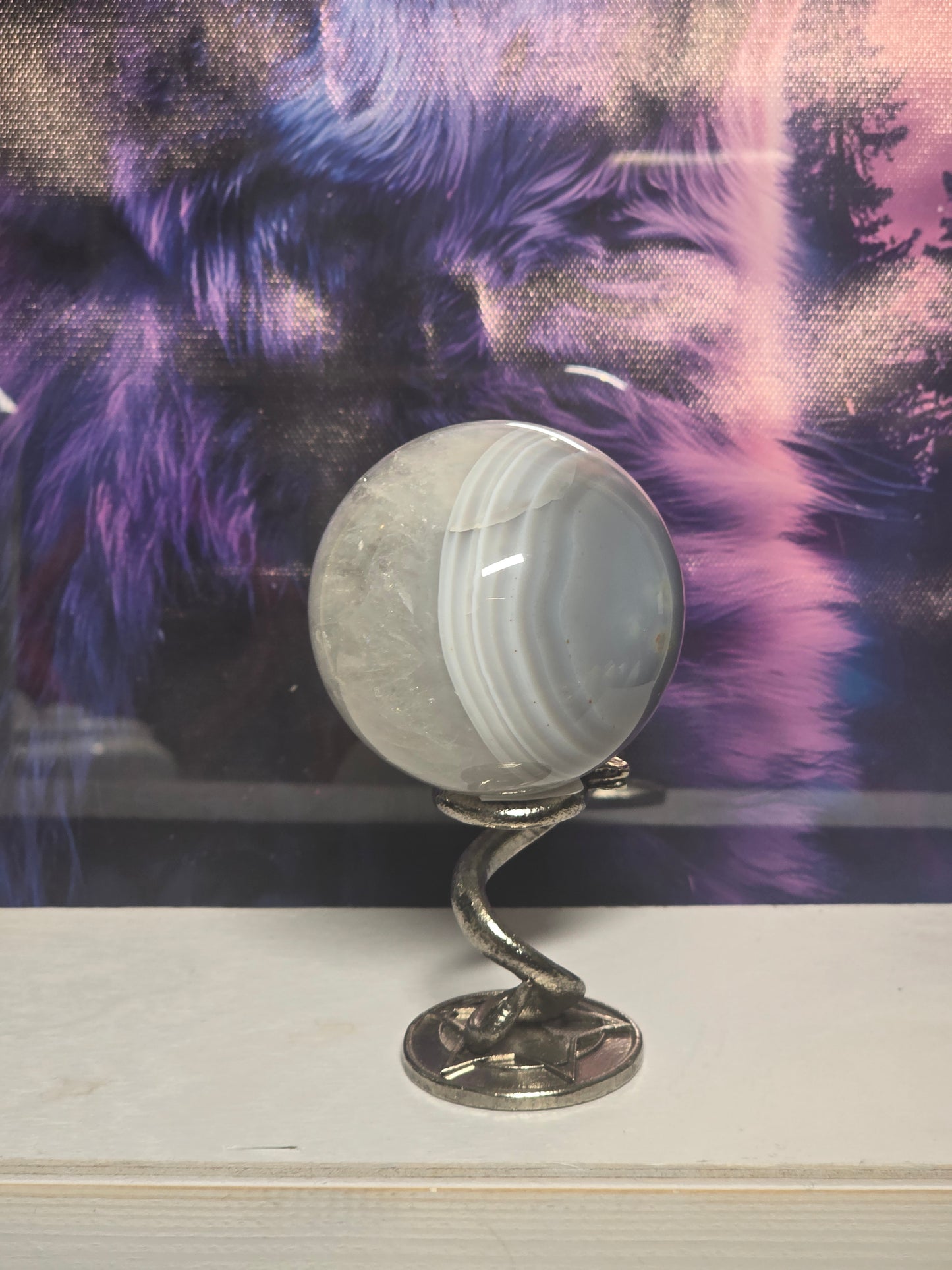 Banded agate sparkly sphere no 8