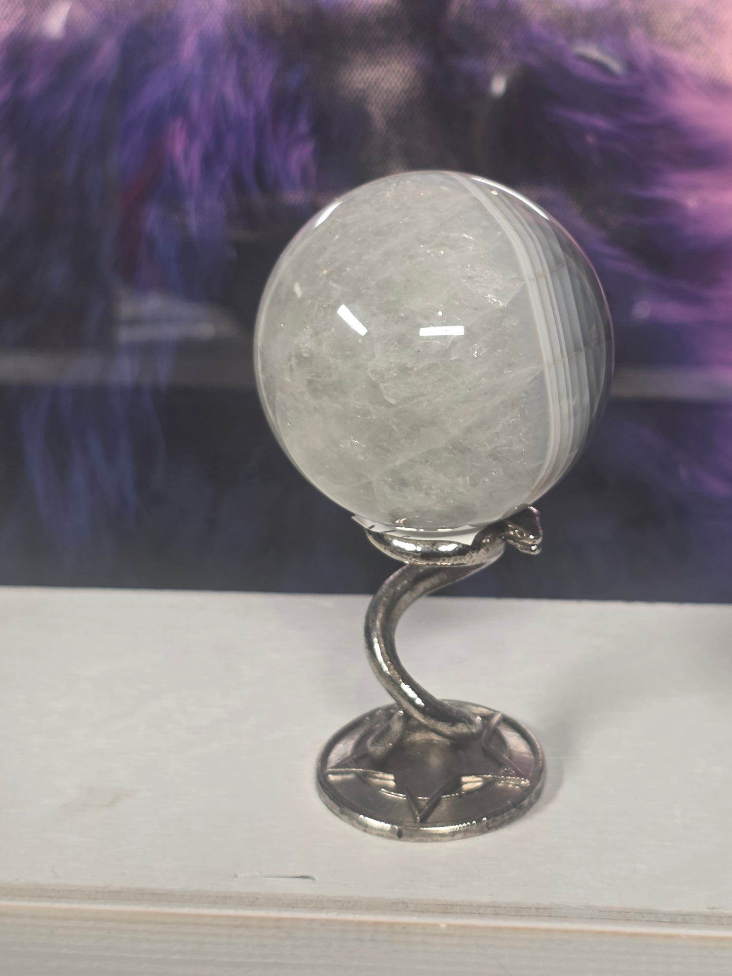 Banded agate sparkly sphere no