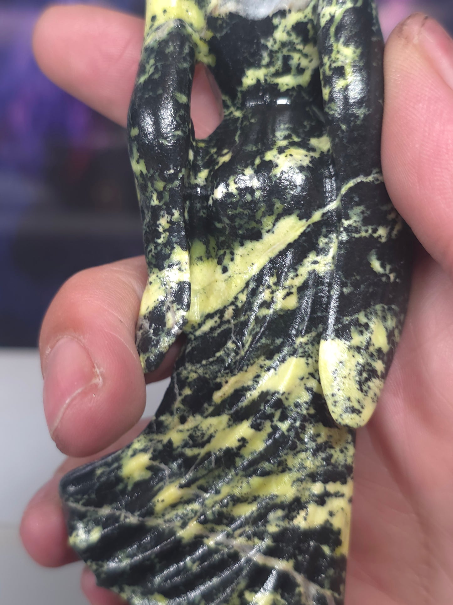 Green opal ghost ladies carved