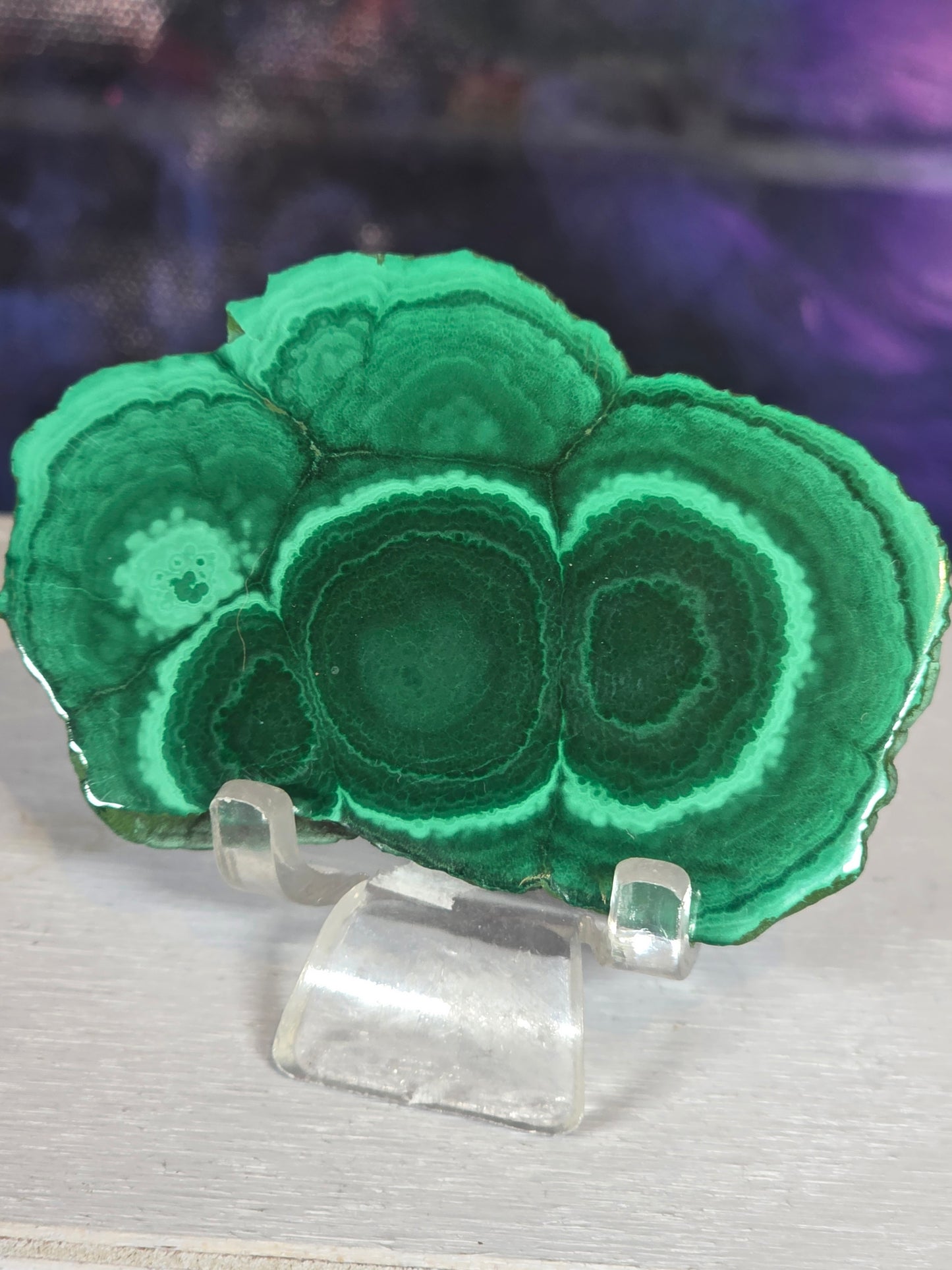 Polished malachite slab