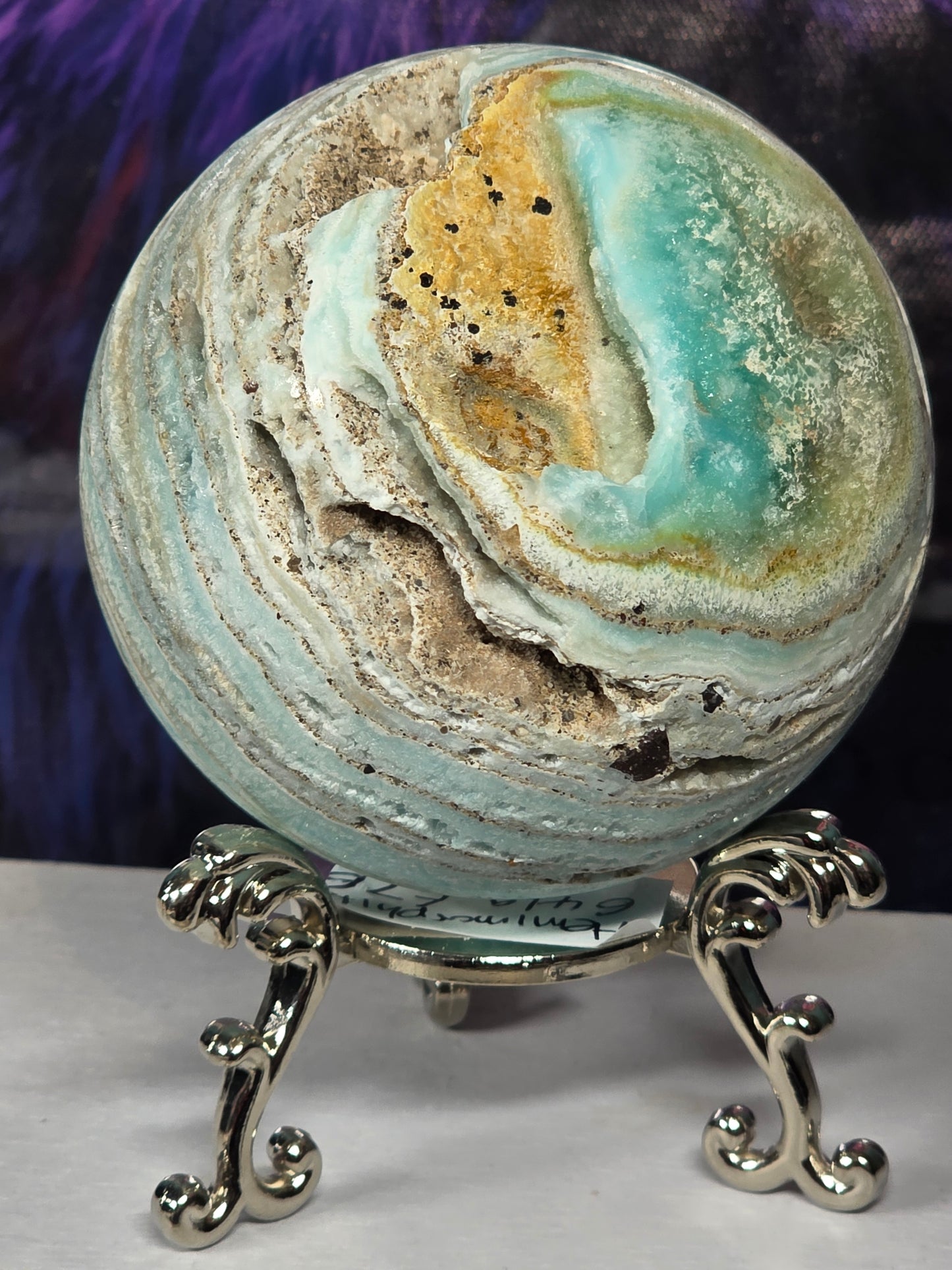 Hemimorphite large sphere druzy 649grams