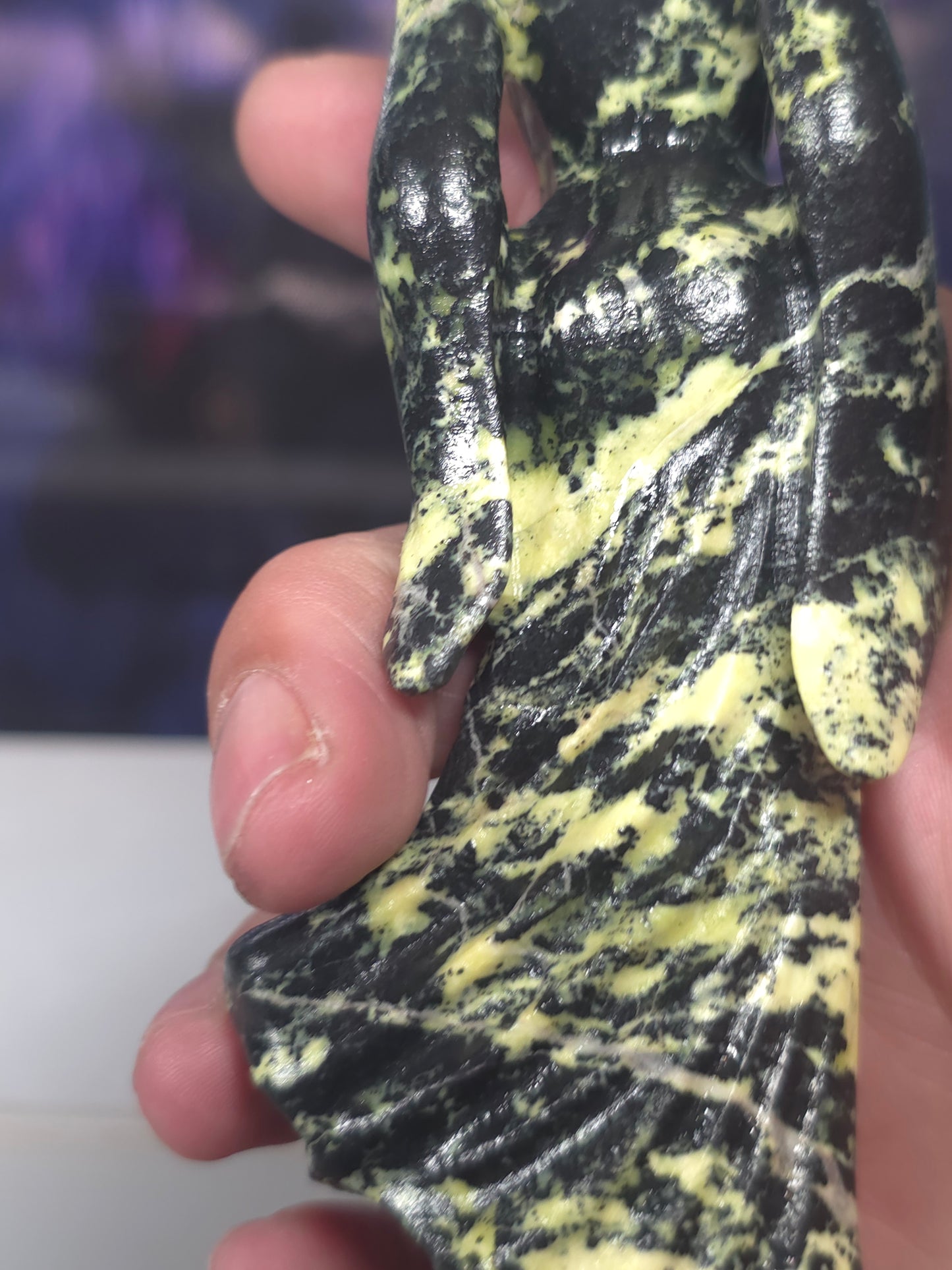 Green opal ghost ladies carved