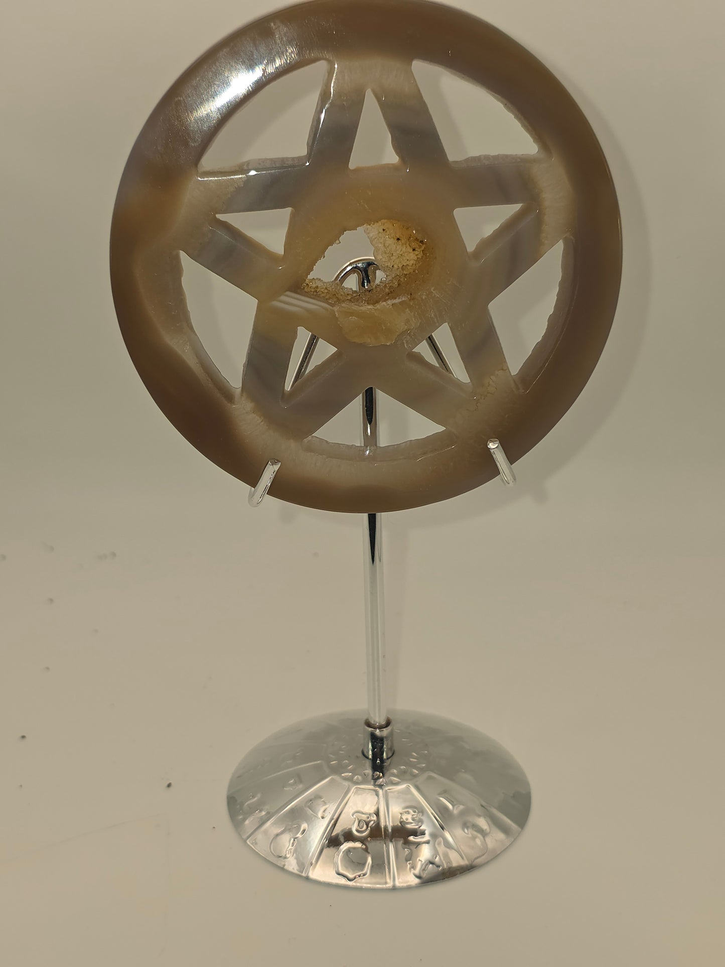Druzya Chalcedony Agate pentagram