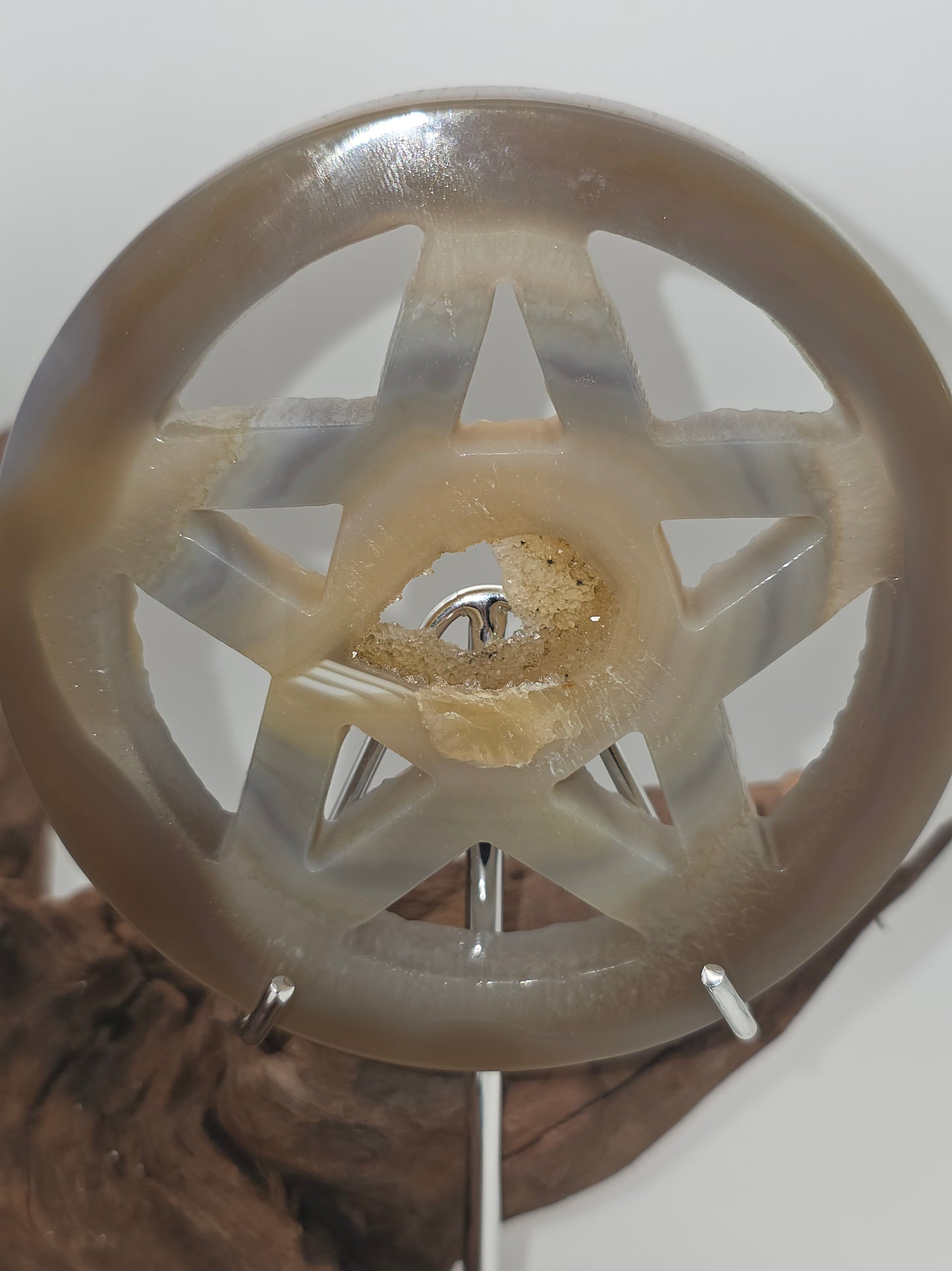 Druzya Chalcedony Agate pentagram