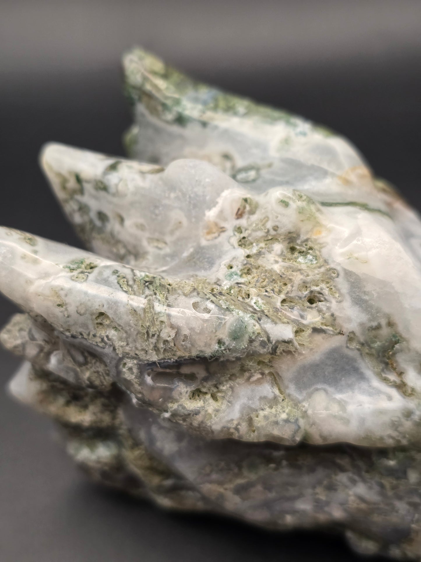 Large moss agate dragons head