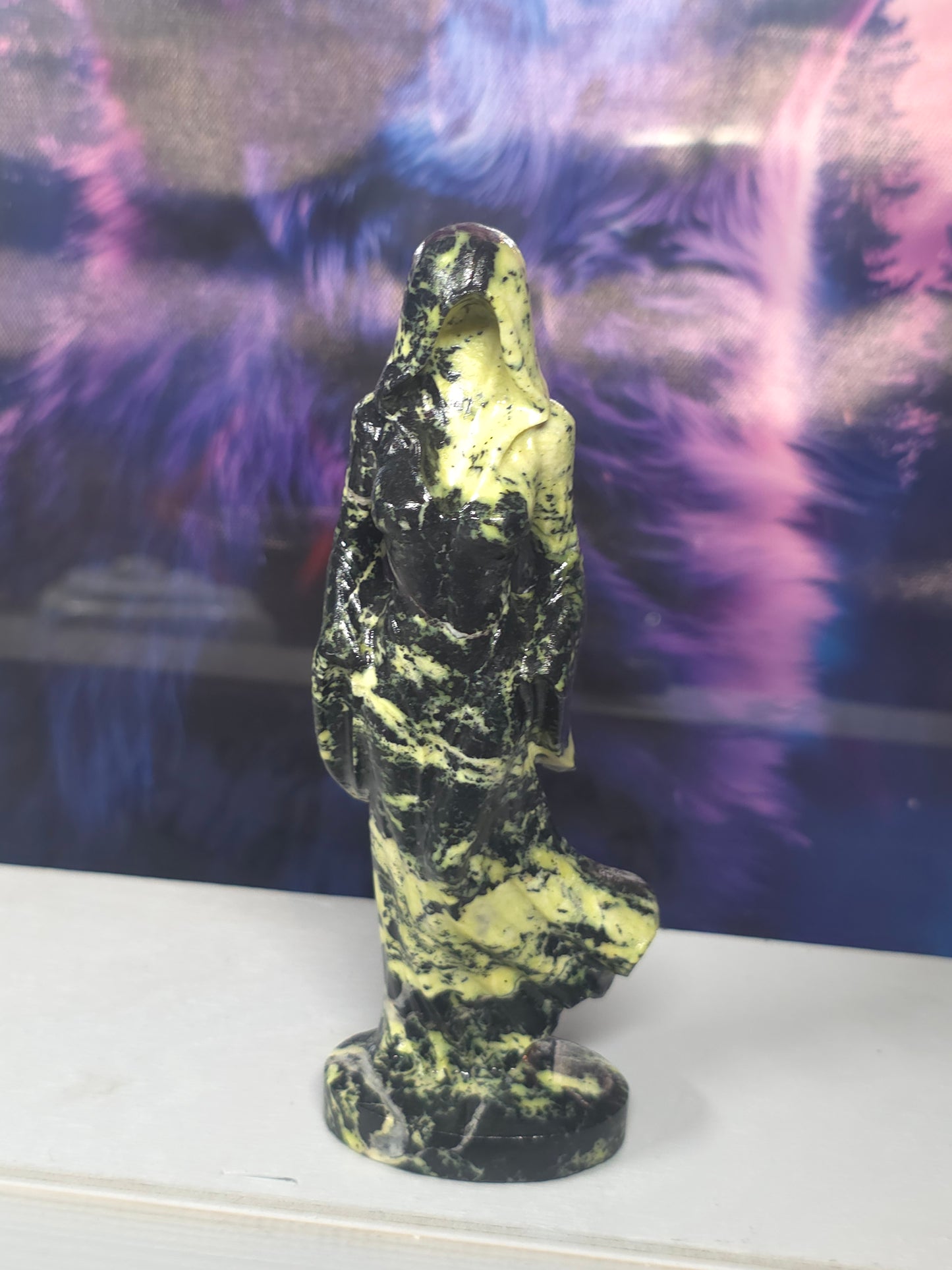 Green opal ghost ladies carved