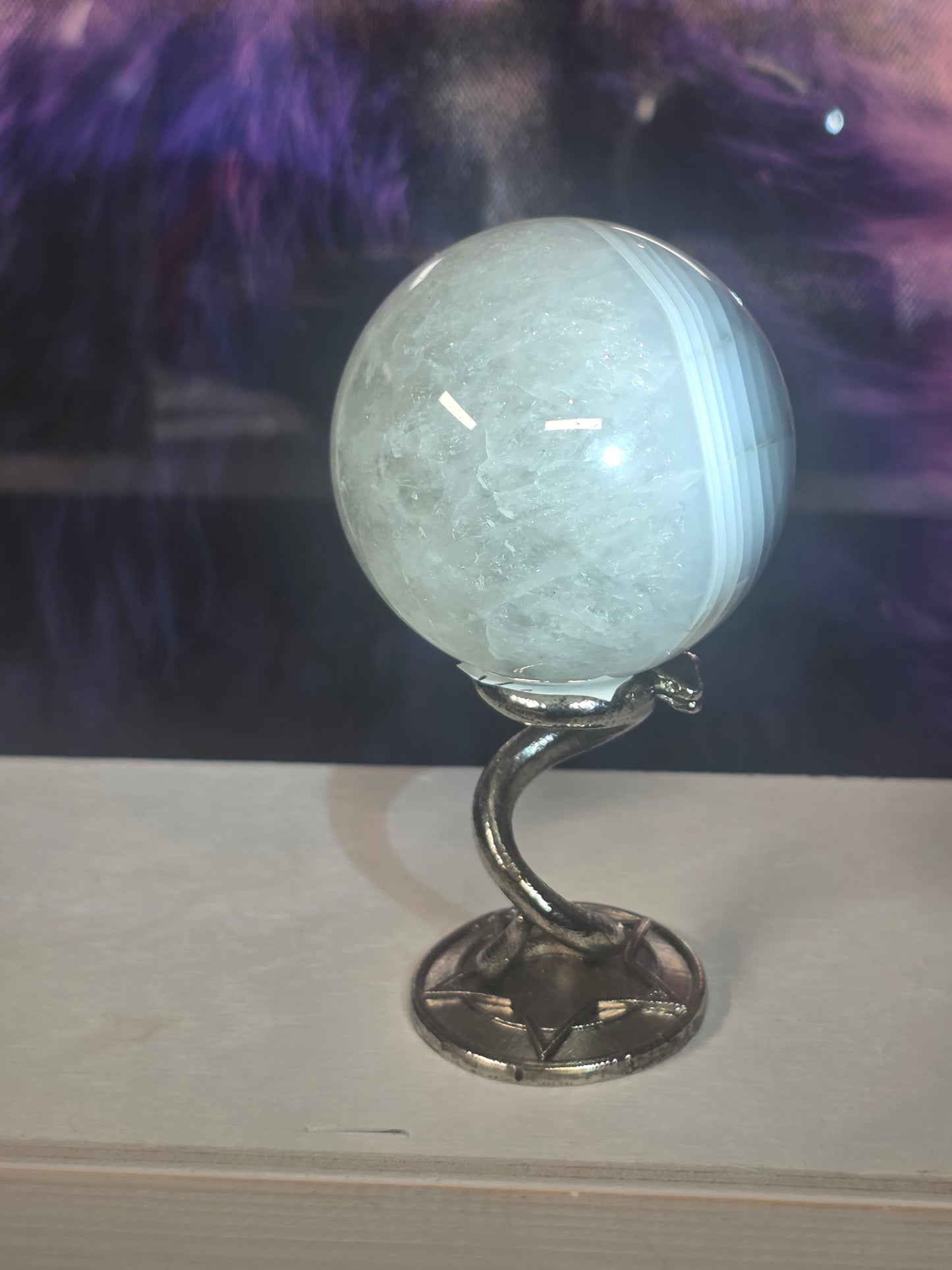 Banded agate sparkly sphere no