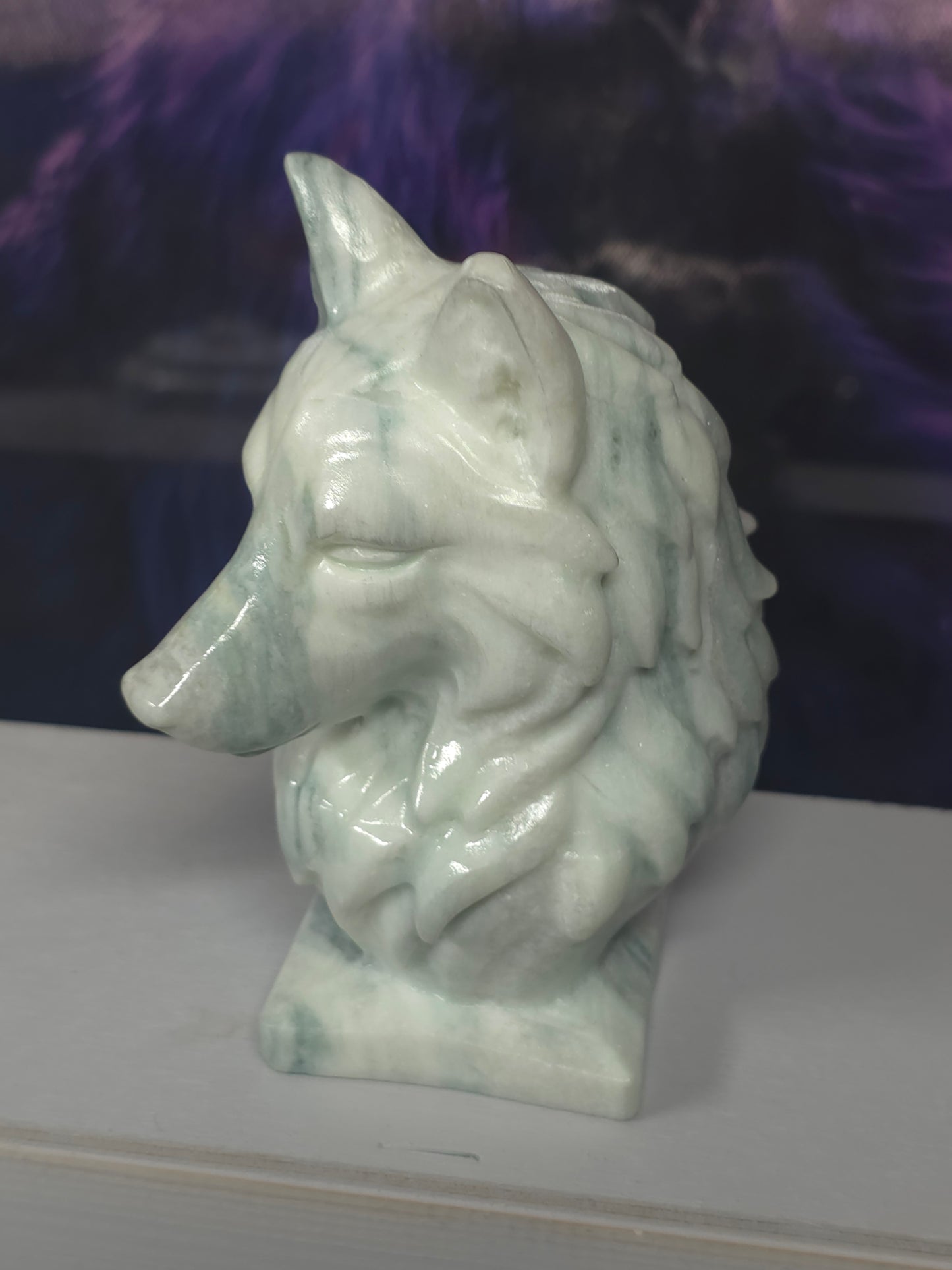 Carabean calcite large wolf bust 698gramsb