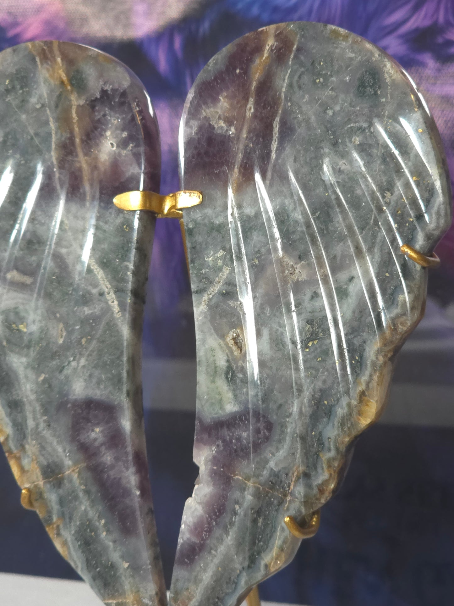 Purple and blue chalcodony angel wings Indonesia