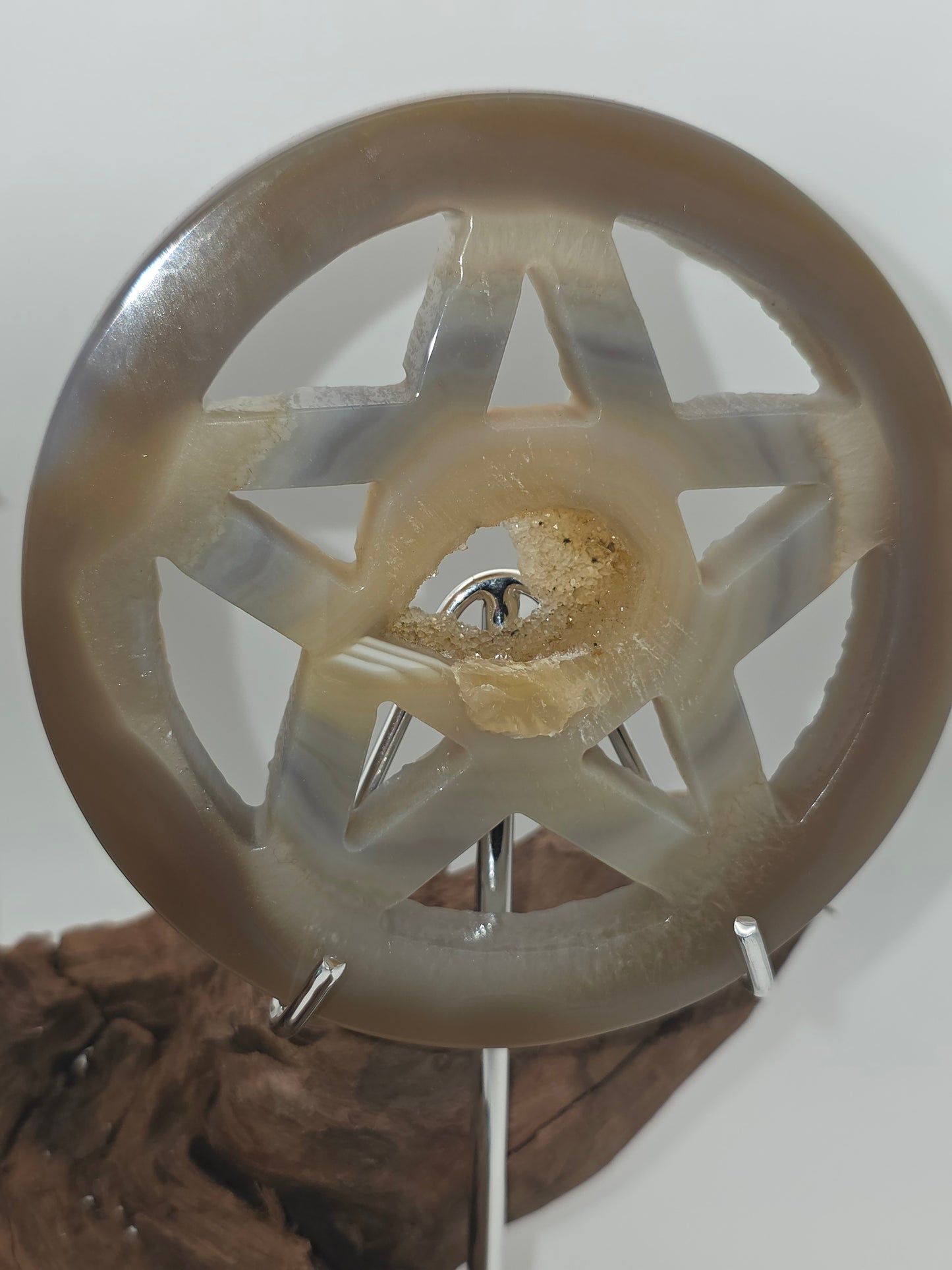 Druzya Chalcedony Agate pentagram