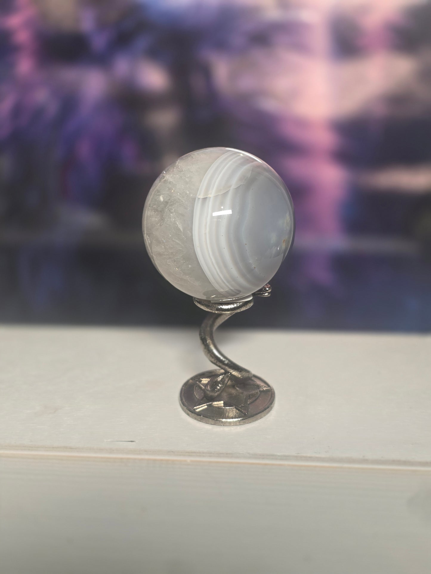 Banded agate sparkly sphere no 8
