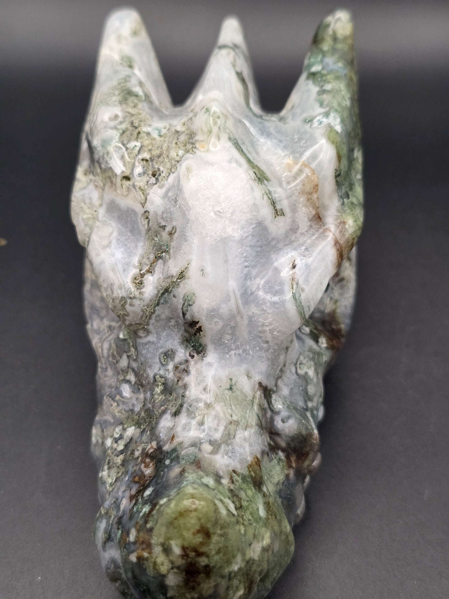 Large moss agate dragons head