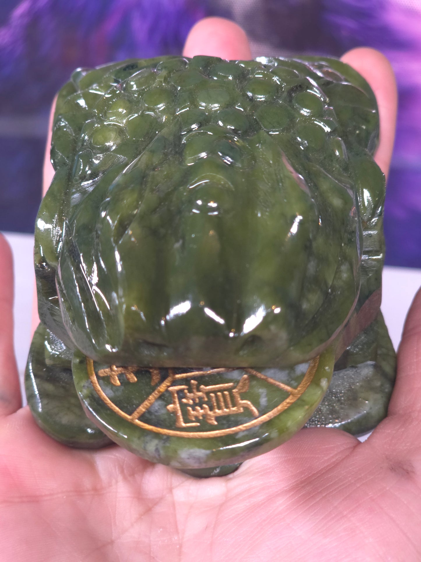 Green money toad Chinese good luck with spinning coin