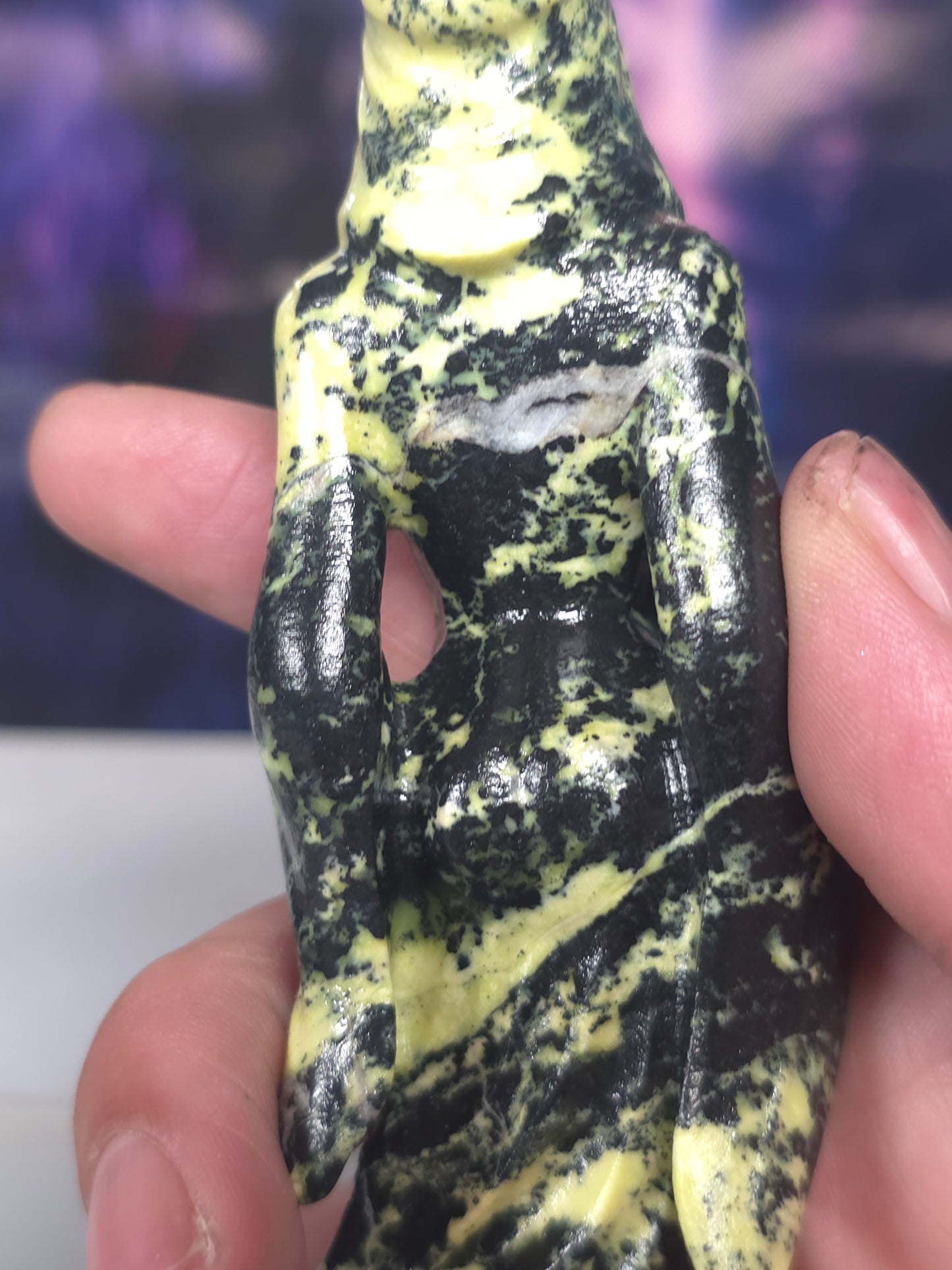 Green opal ghost ladies carved