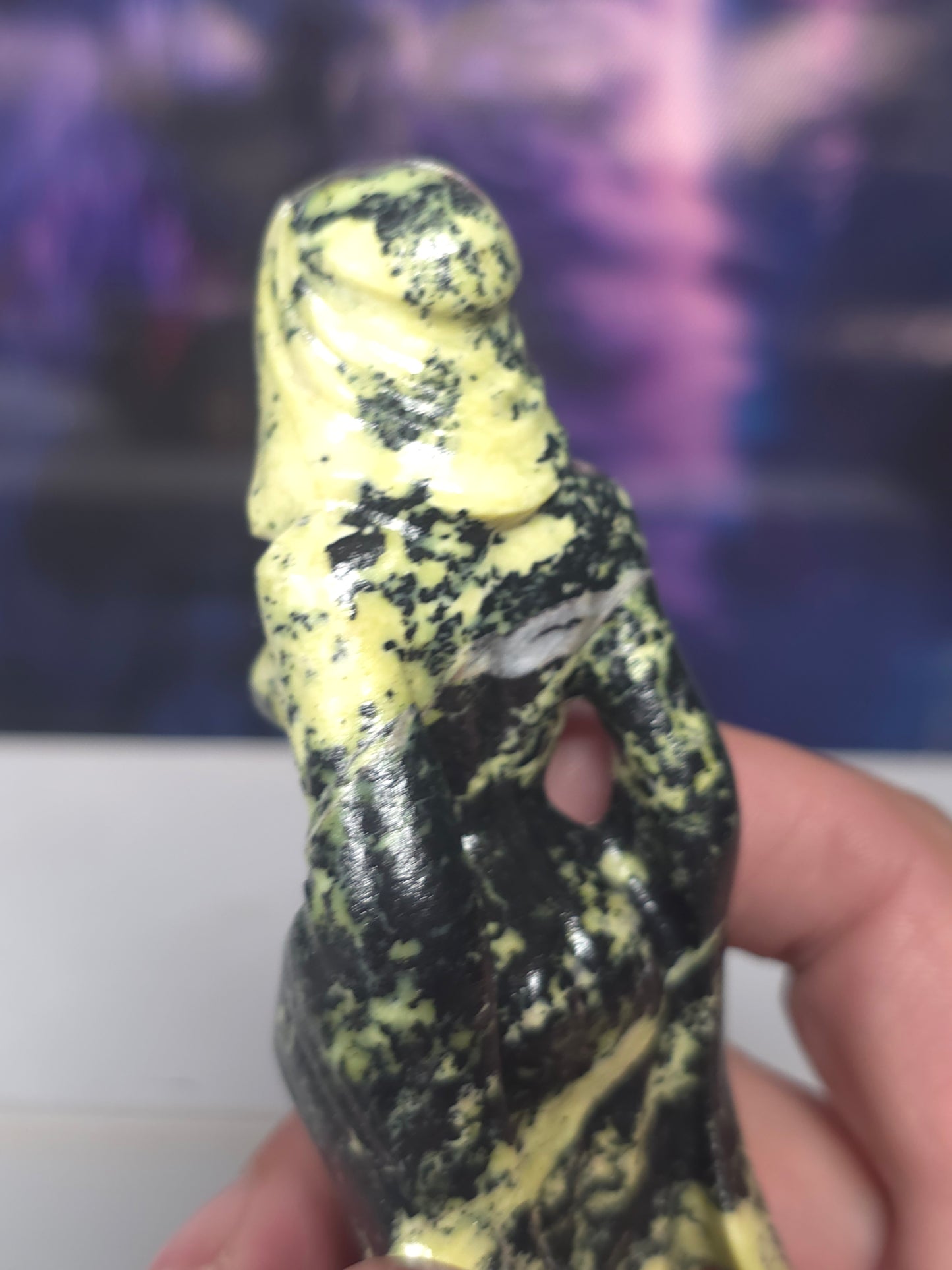 Green opal ghost ladies carved