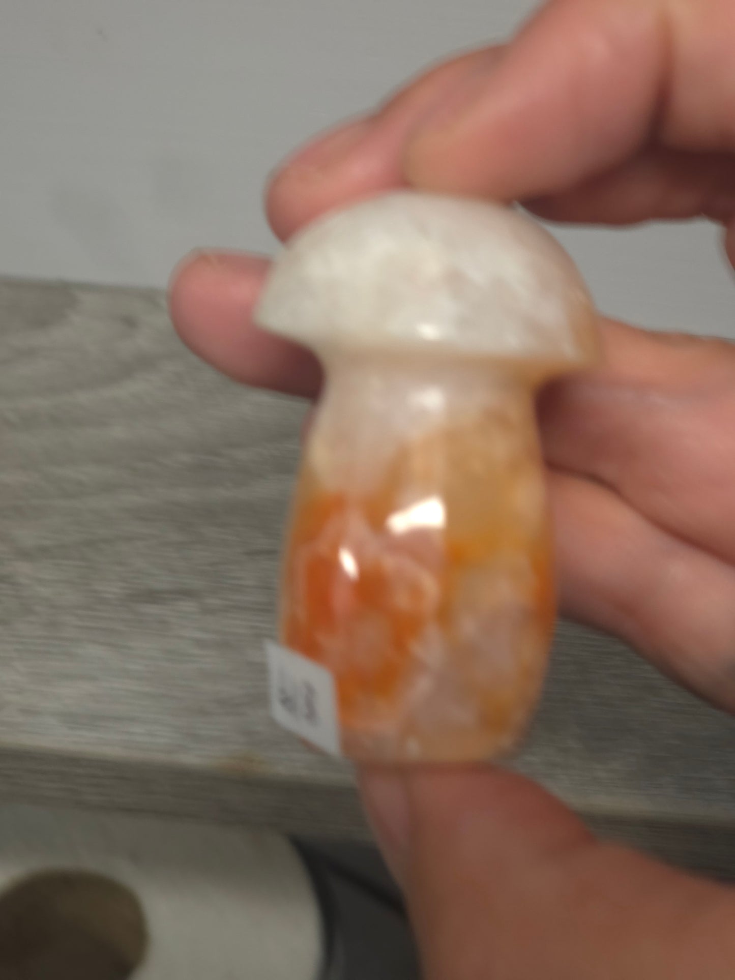 Pink carnelian mushroom 3 Indonesia hand carved