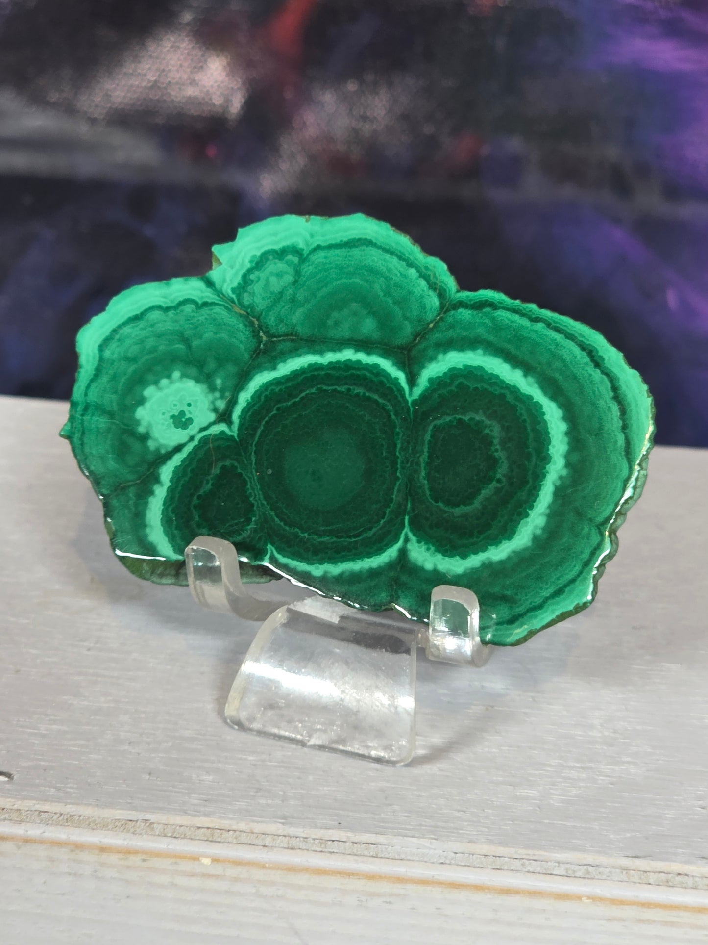 Polished malachite slab