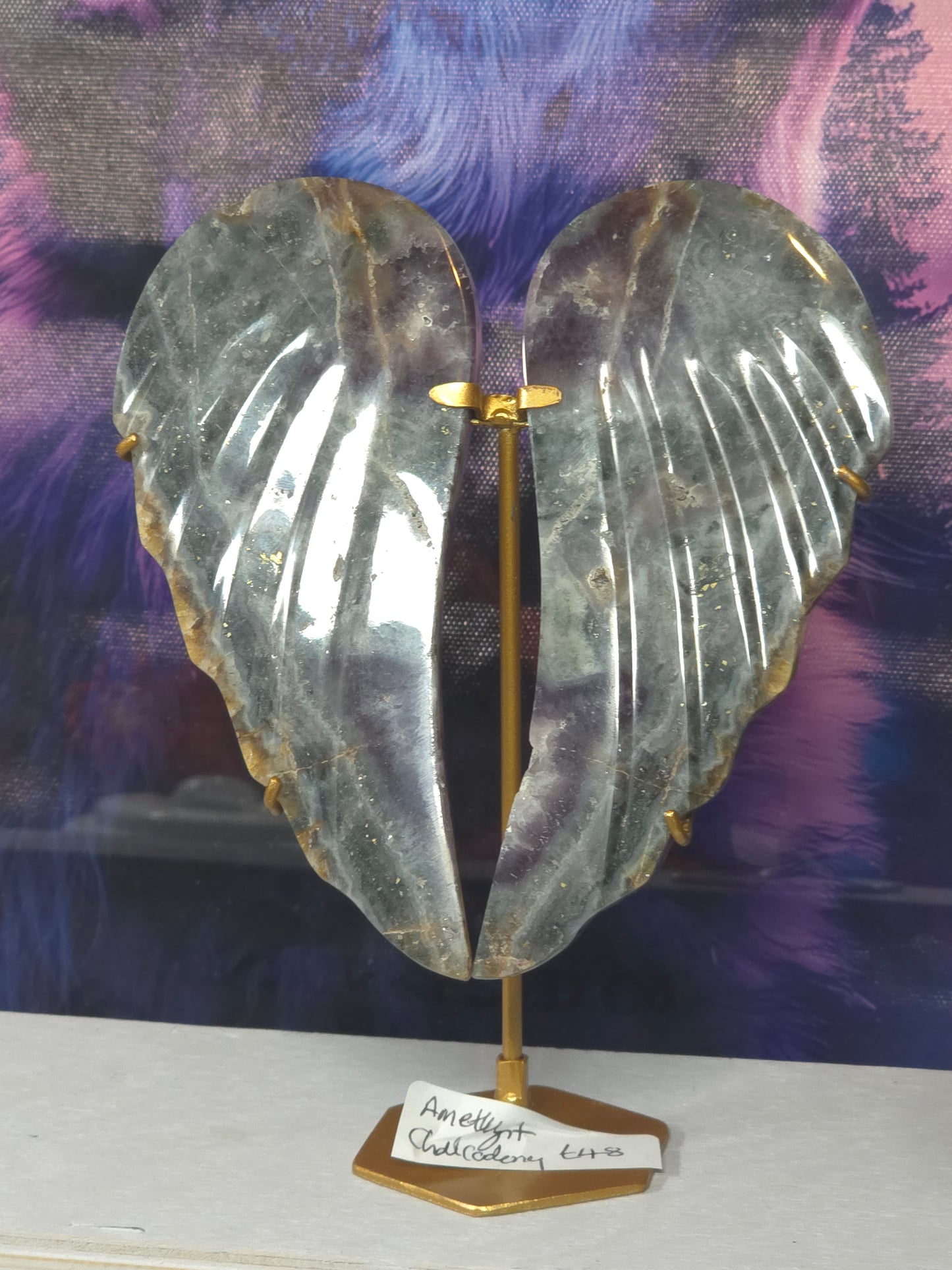 Purple and blue chalcodony angel wings Indonesia