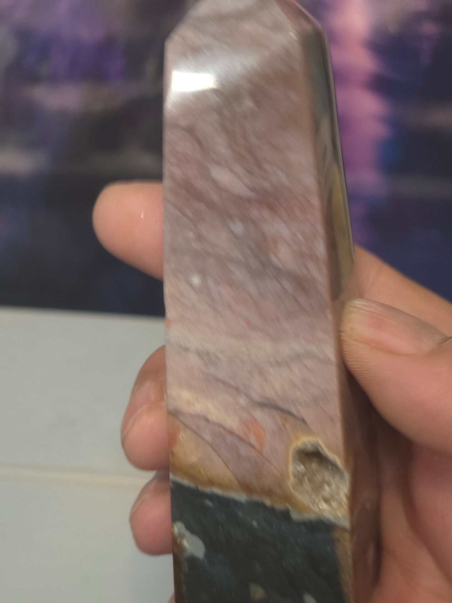 Rainbow chalcedony tower hand carved Indonesia