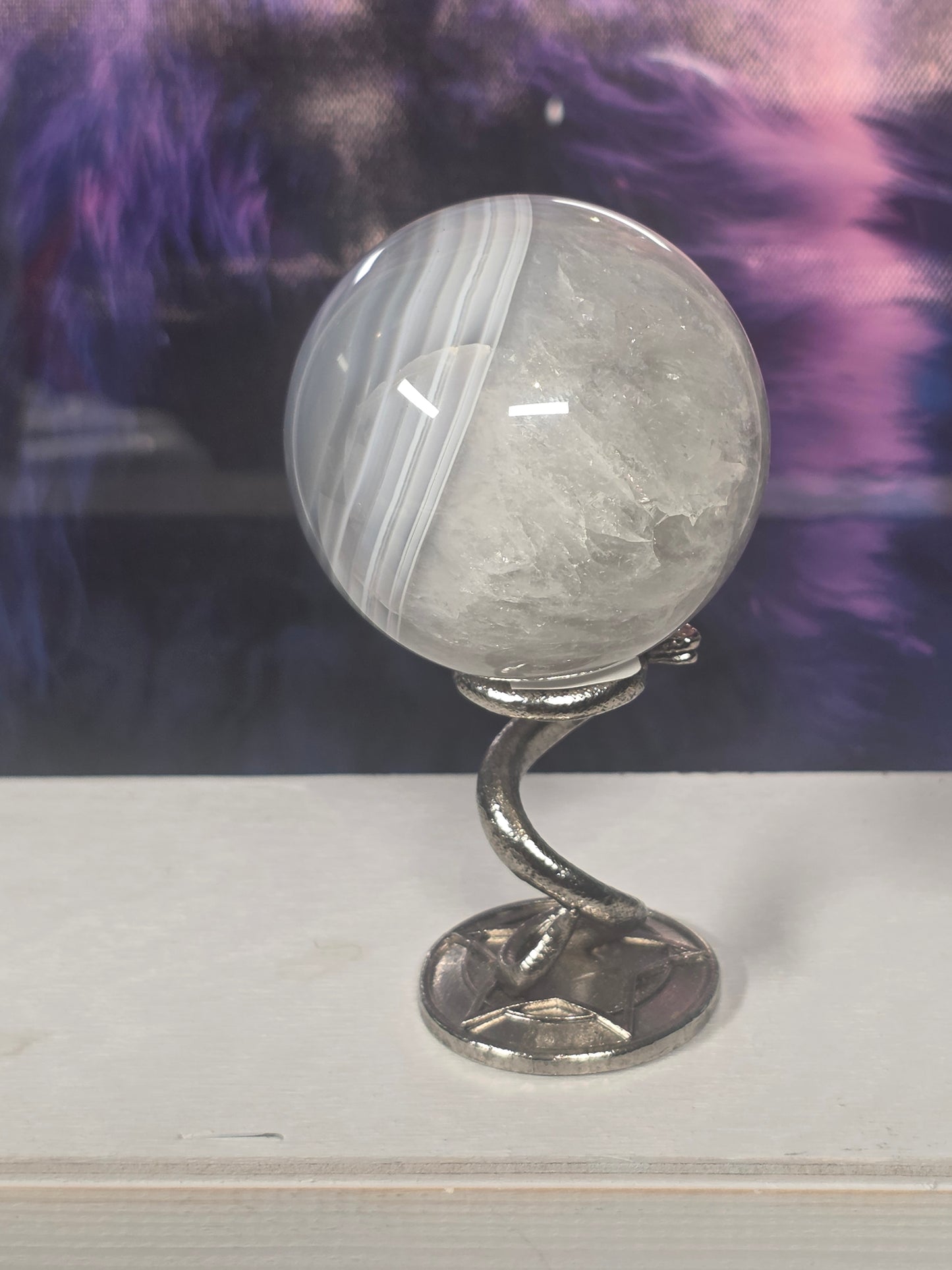 Banded agate sparkly sphere no 8