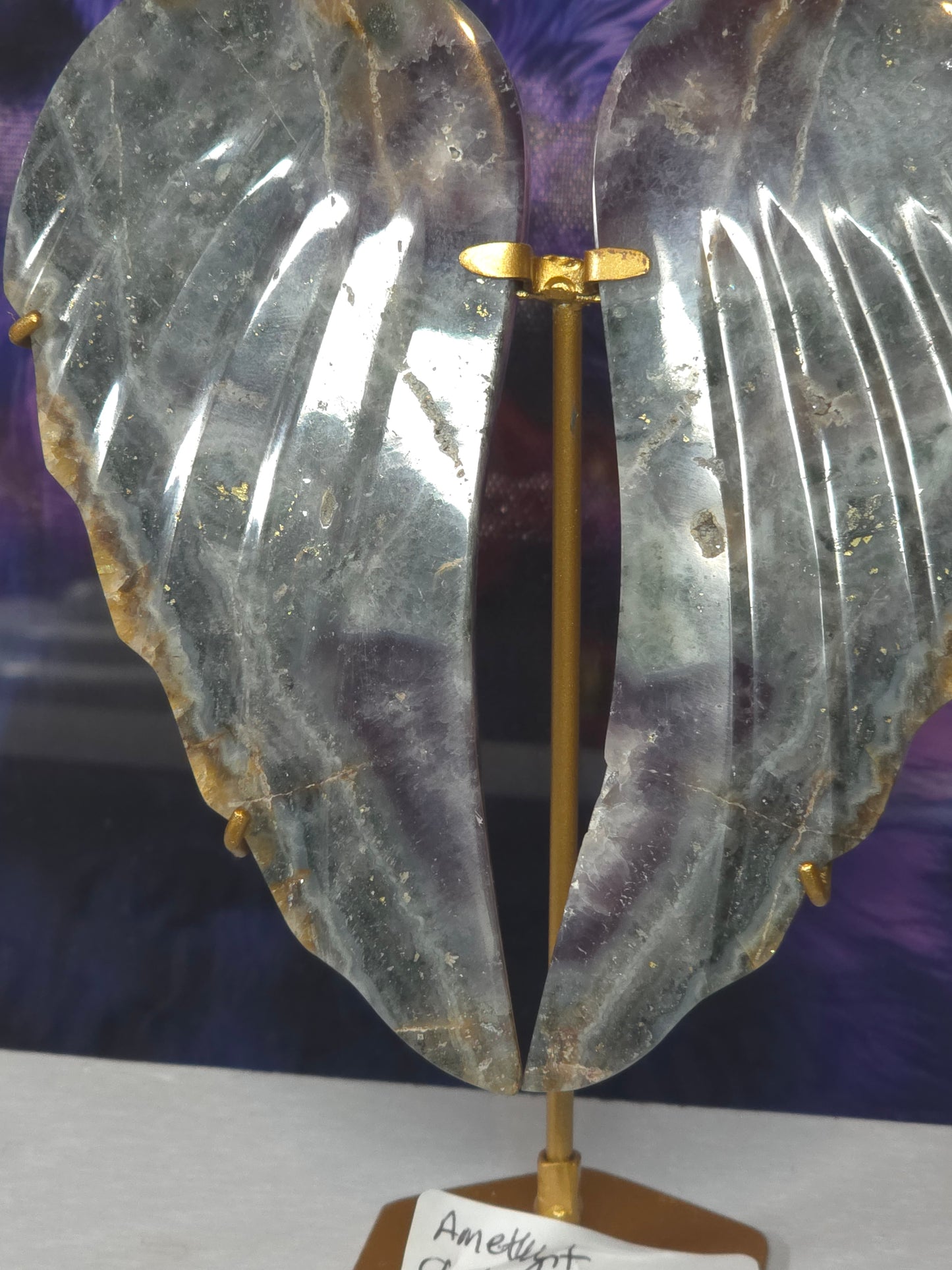 Purple and blue chalcodony angel wings Indonesia