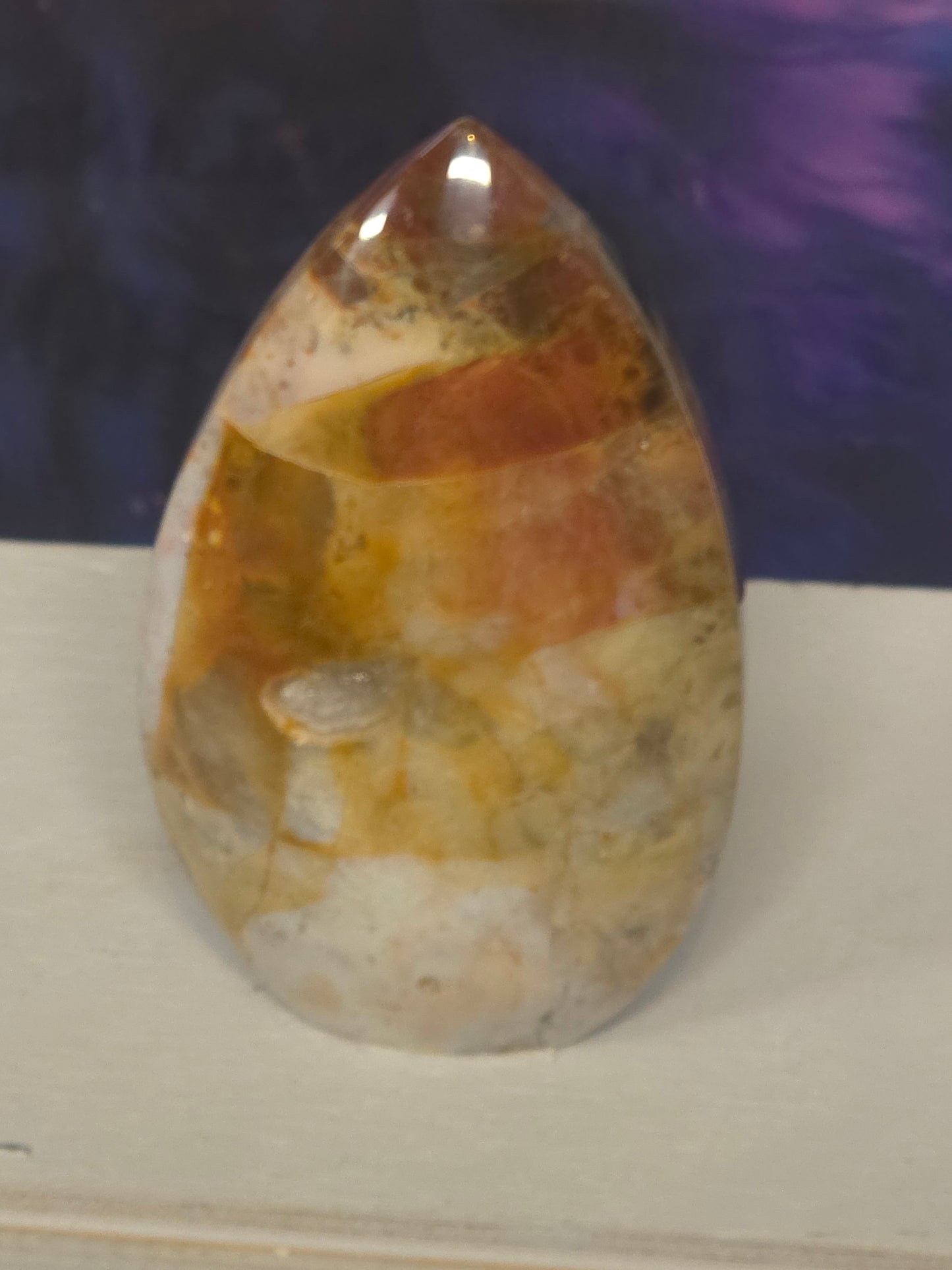 Rainbow chalcodony tear drop hand carved Indonesia 2