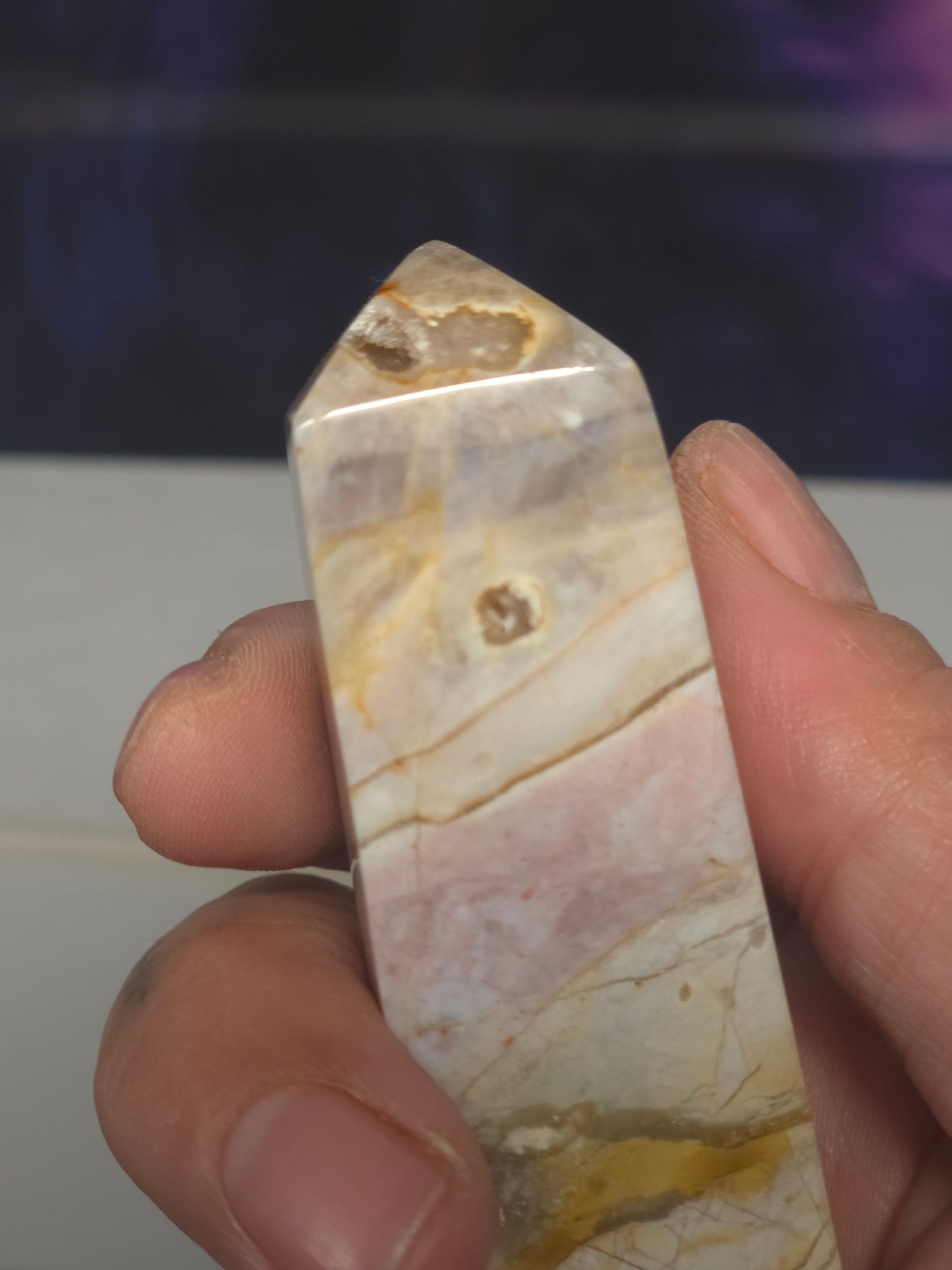 Rainbow chalcodony tower hand carved Indonesia 3
