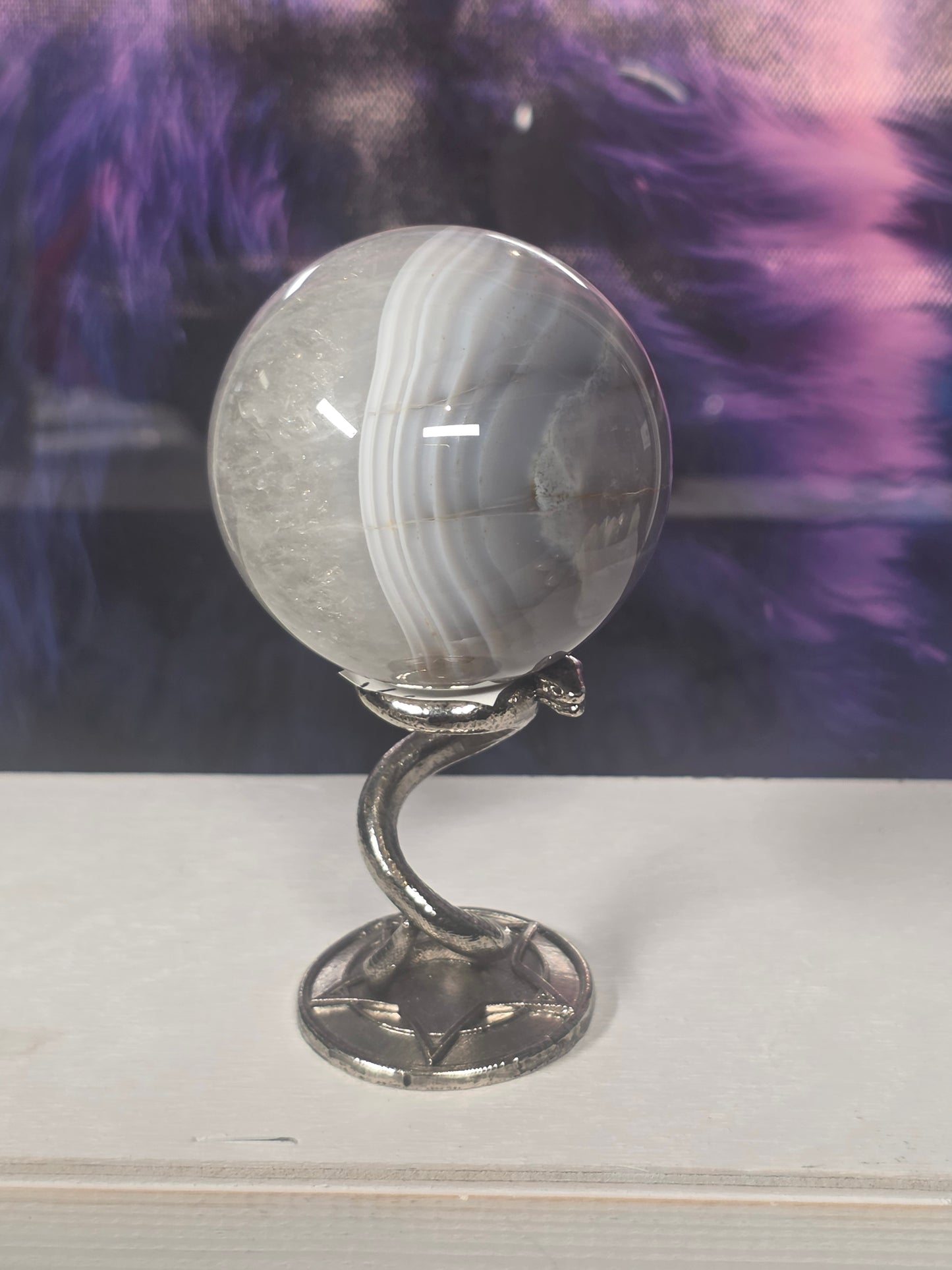 Banded agate sparkly sphere no 8