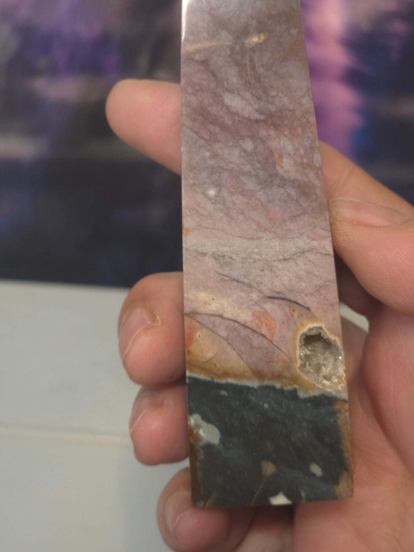 Rainbow chalcedony tower hand carved Indonesia
