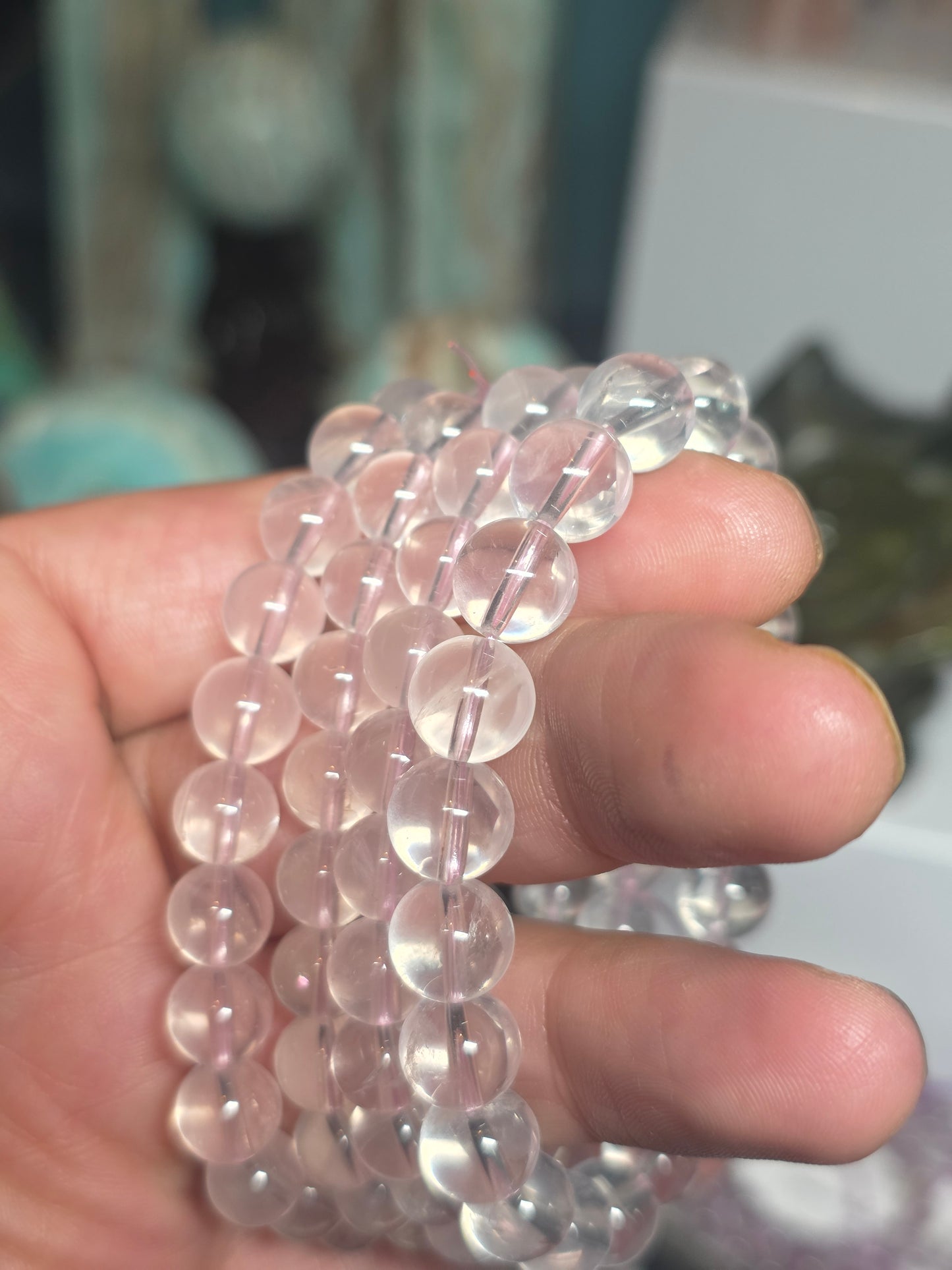 Aa+ Ice rose quartz 8mm beased bracelet