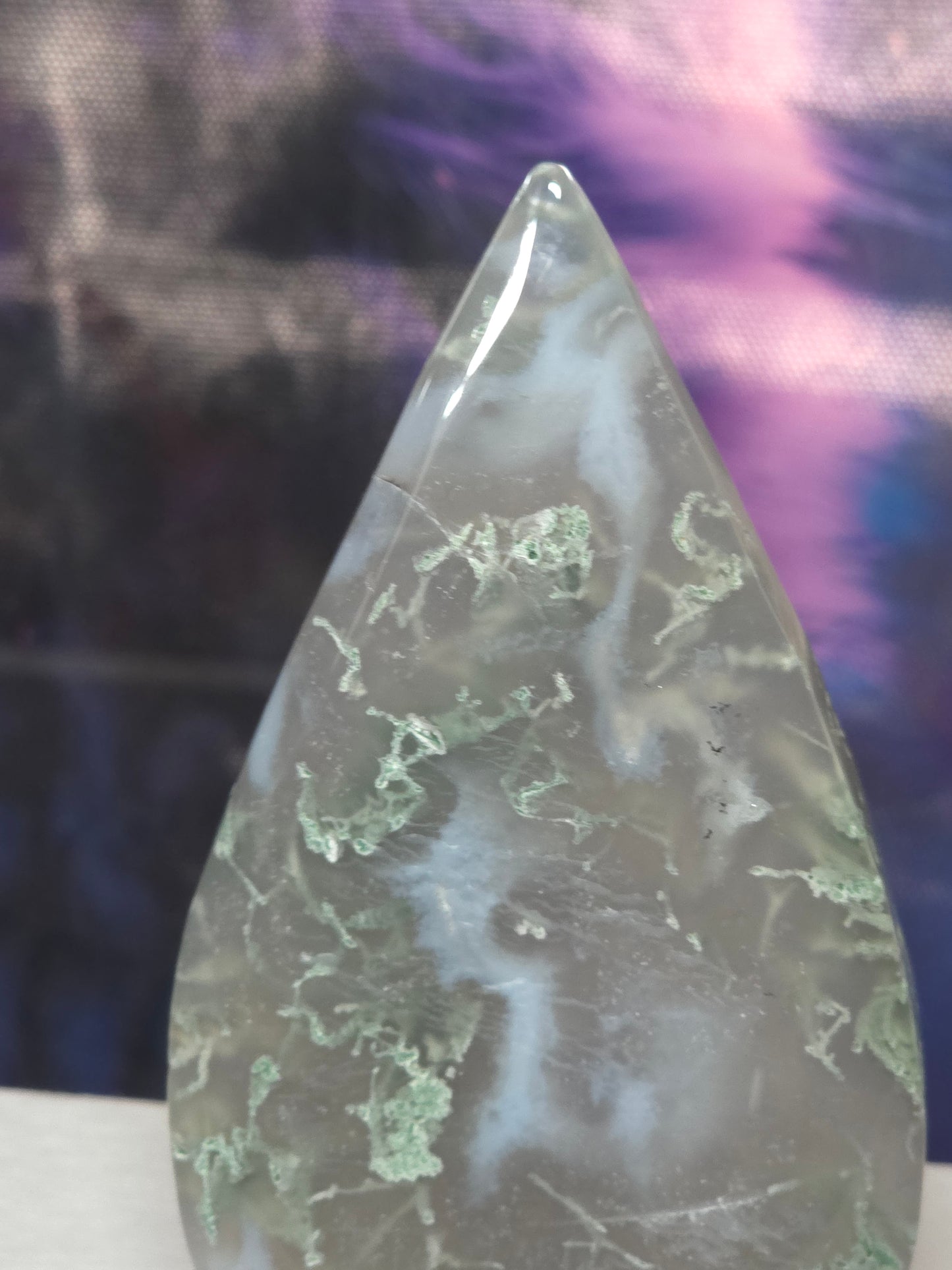Moss agate teardrop
