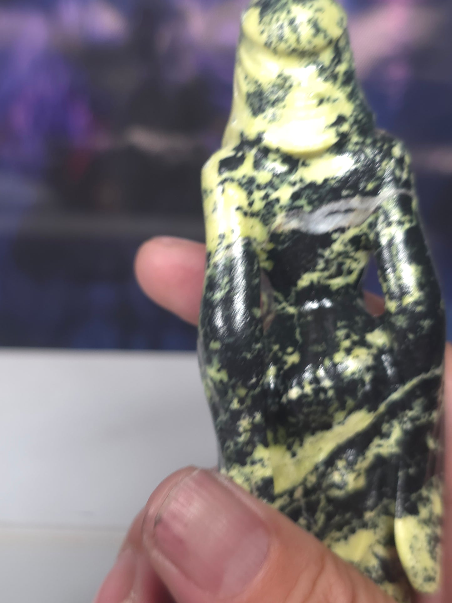 Green opal ghost ladies carved