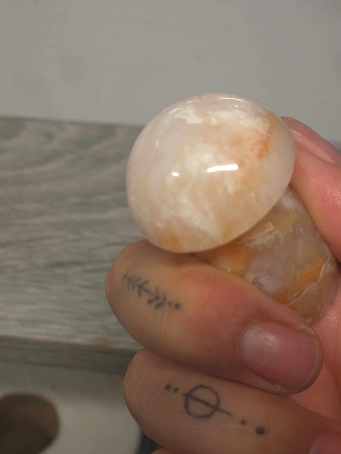 Pink carnelian mushroom 3 Indonesia hand carved