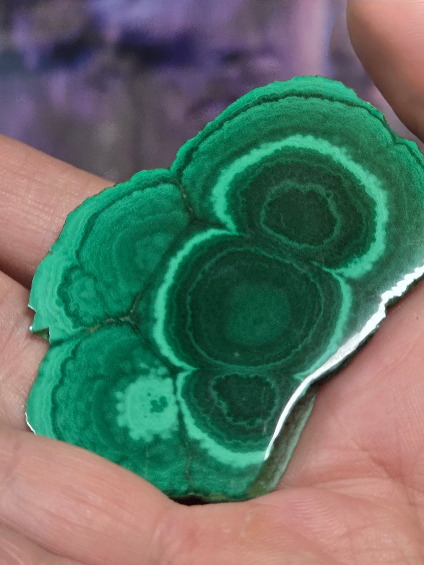 Polished malachite slab