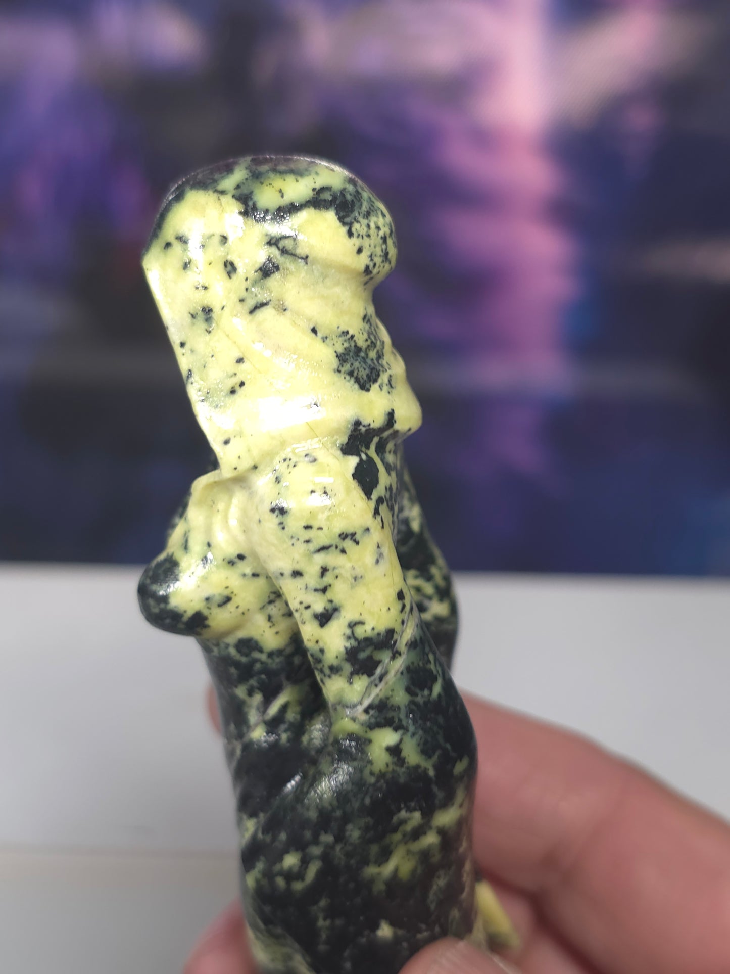 Green opal ghost ladies carved