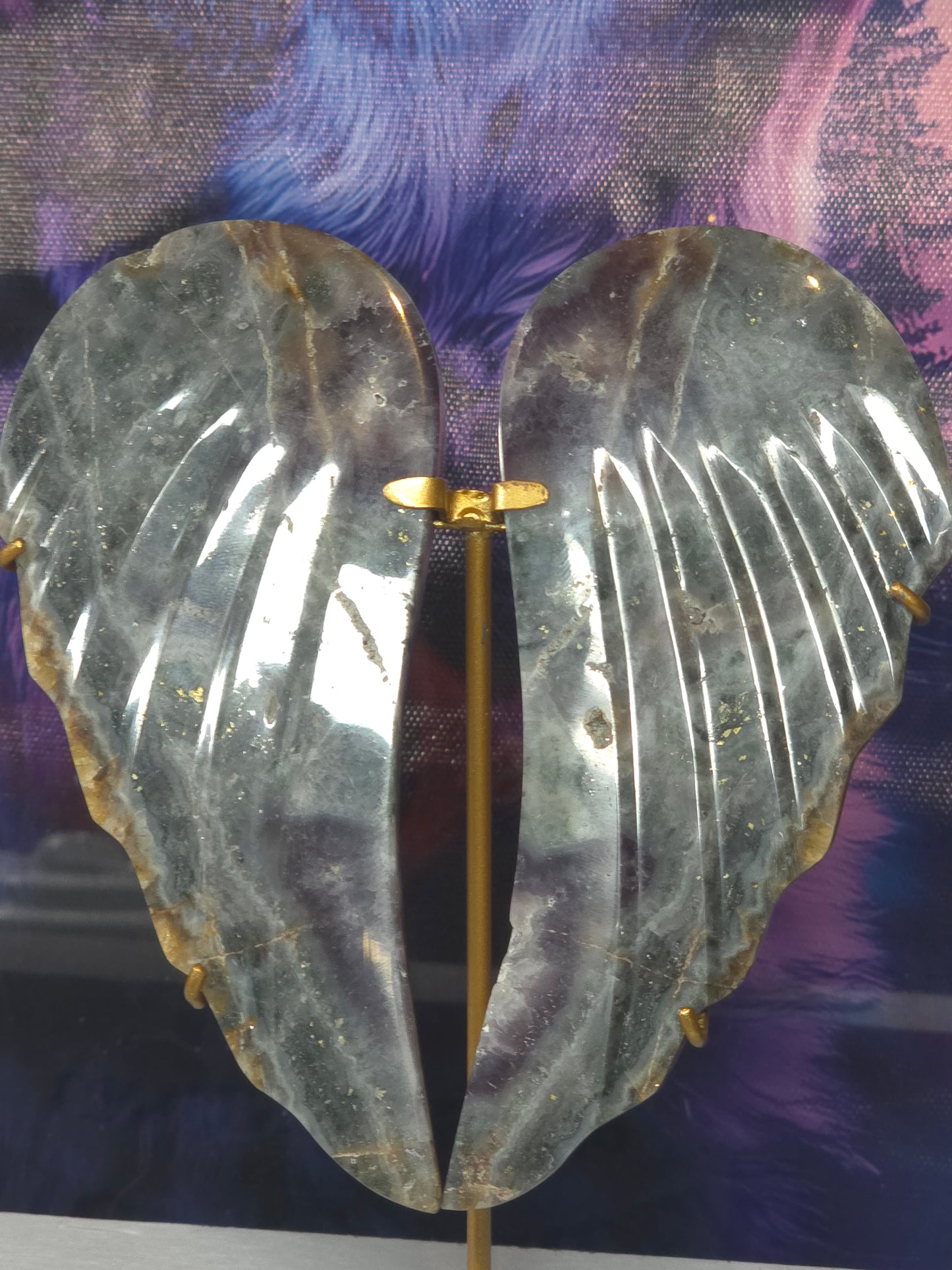 Purple and blue chalcodony angel wings Indonesia