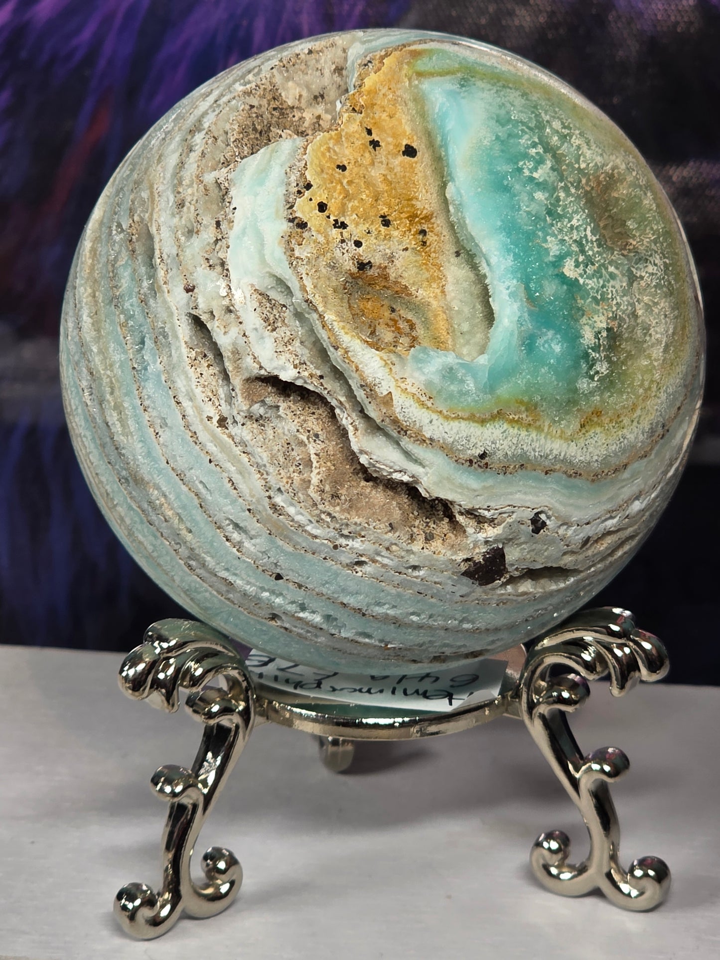 Hemimorphite large sphere druzy 649grams