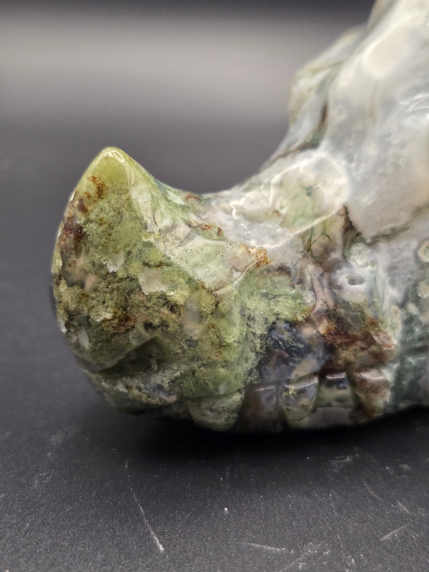 Large moss agate dragons head