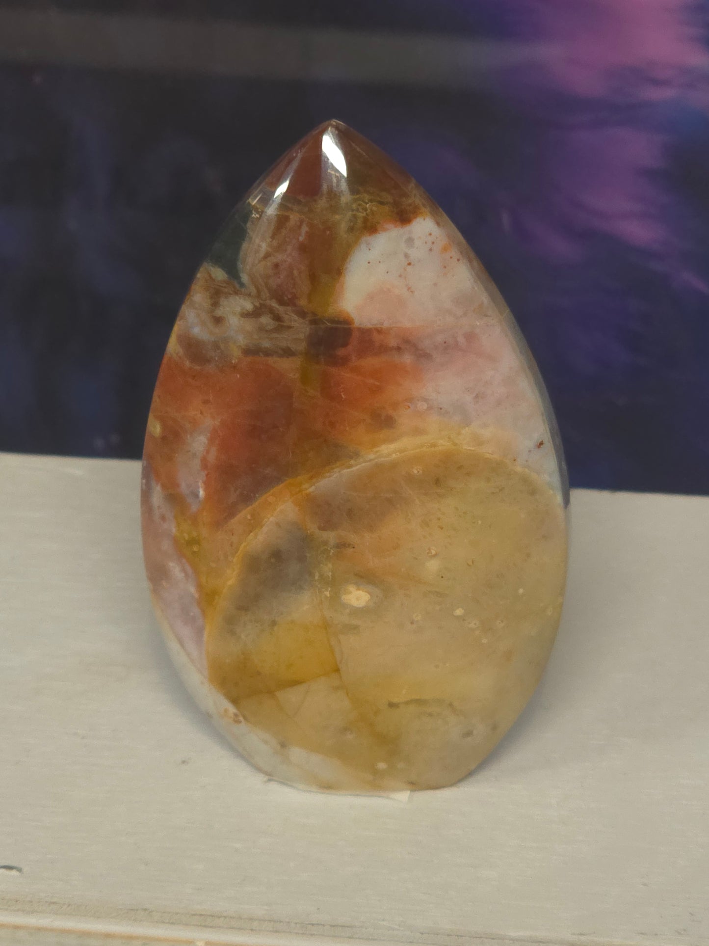 Rainbow chalcodony tear drop hand carved Indonesia 2