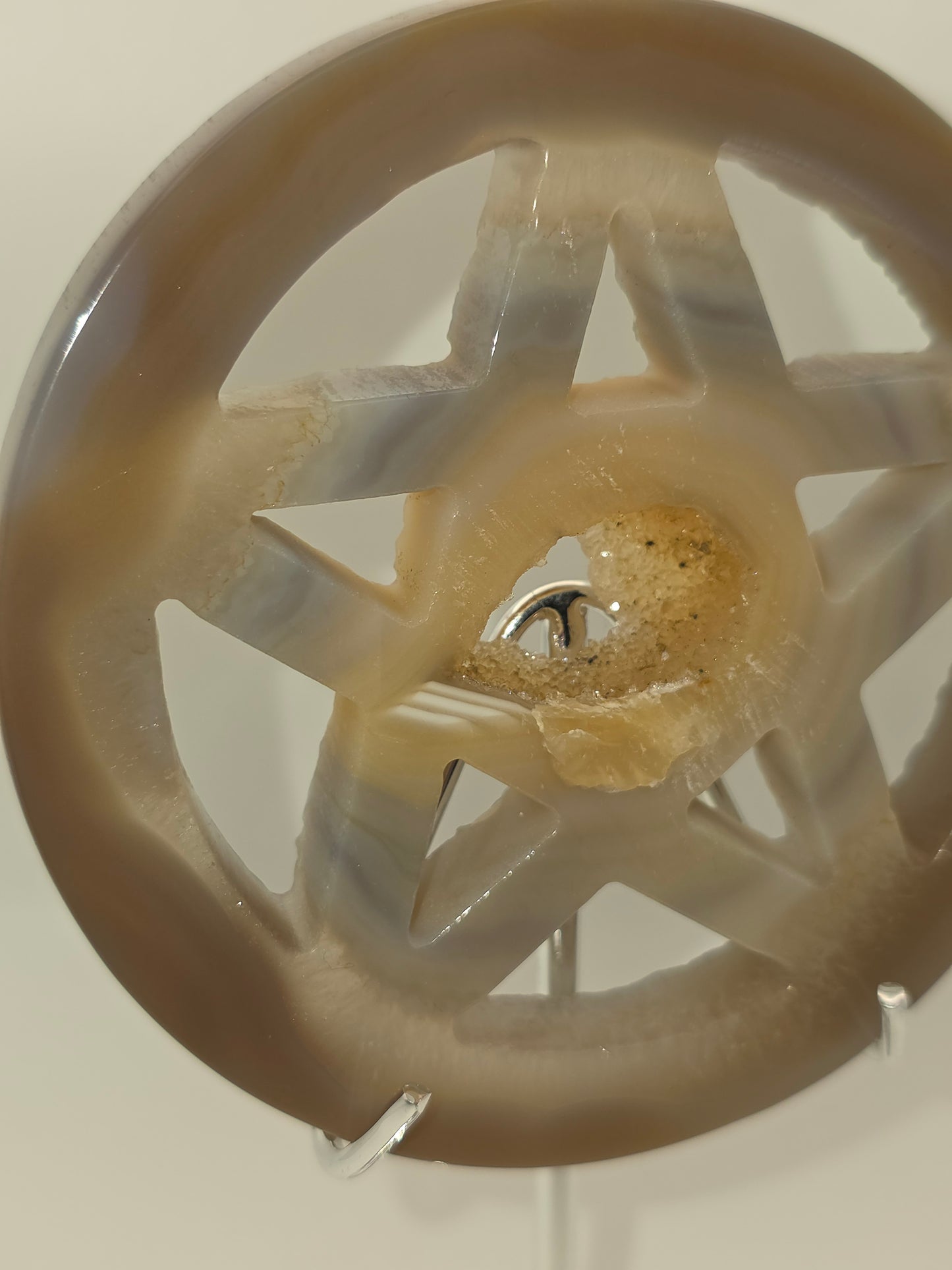 Druzya Chalcedony Agate pentagram